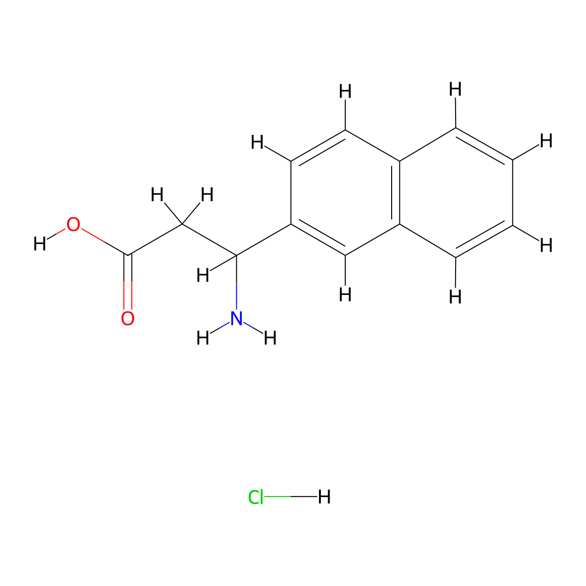 3-Amino-3-(naphthalen-2-yl)propanoic acid hydrochloride molecular structure, CAS 193633-47-5