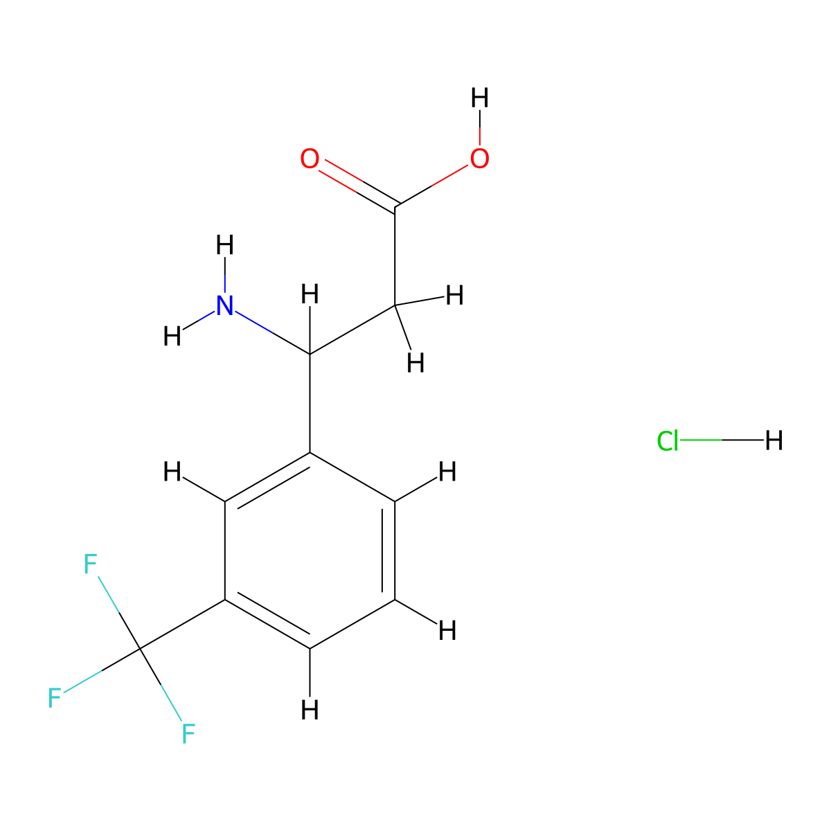 3-Amino-3-[3-(trifluoromethyl)phenyl]propanoic acid hydrochloride molecular structure, CAS 193633-55-5