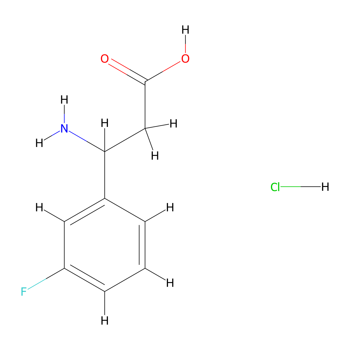 3-Amino-3-(3-fluorophenyl)propanoic acid hydrochloride molecular structure, CAS 193633-57-7