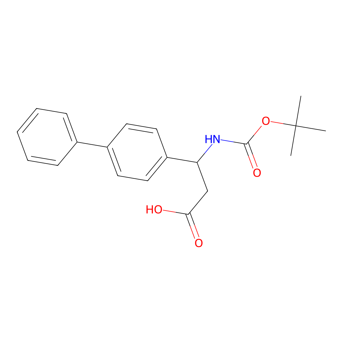 3-[(2-methylpropan-2-yl)oxycarbonylamino]-3-(4-phenylphenyl)propanoic Acid molecular structure, CAS 193633-60-2
