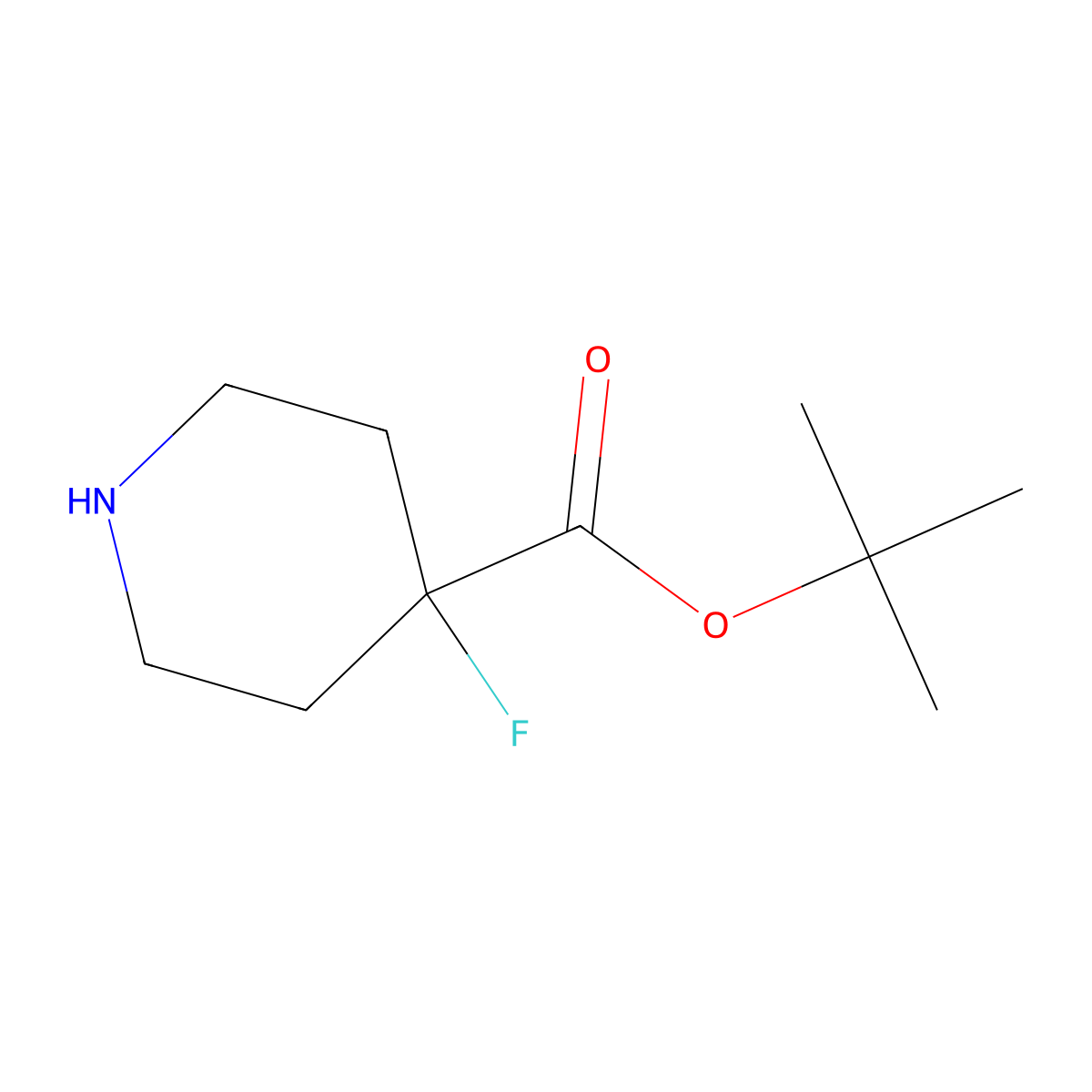 Tert-butyl 4-fluoropiperidine-4-carboxylate molecular structure, CAS 1936333-89-9