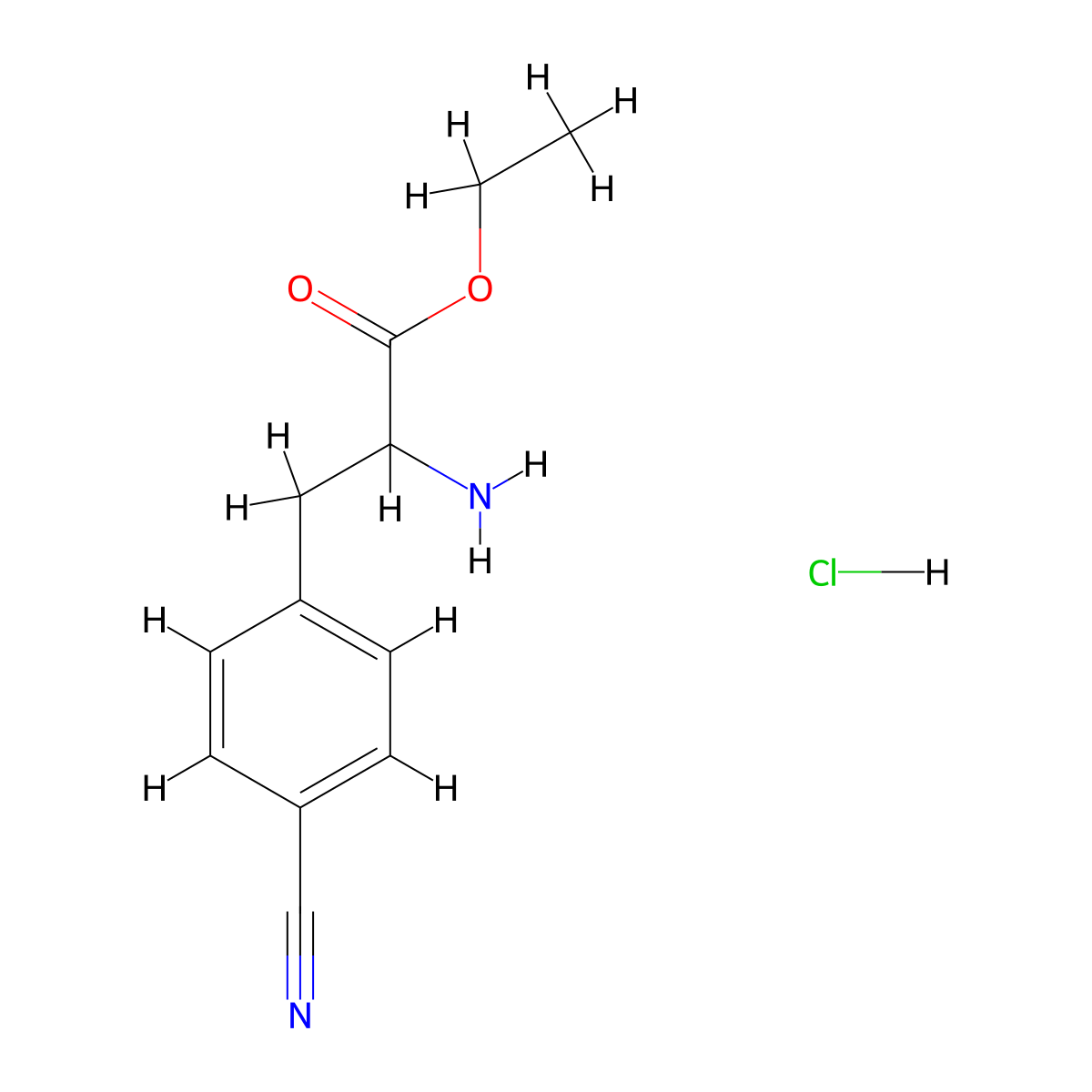 Ethyl 2-amino-3-(4-cyanophenyl)propanoate hydrochloride molecular structure, CAS 193634-20-7