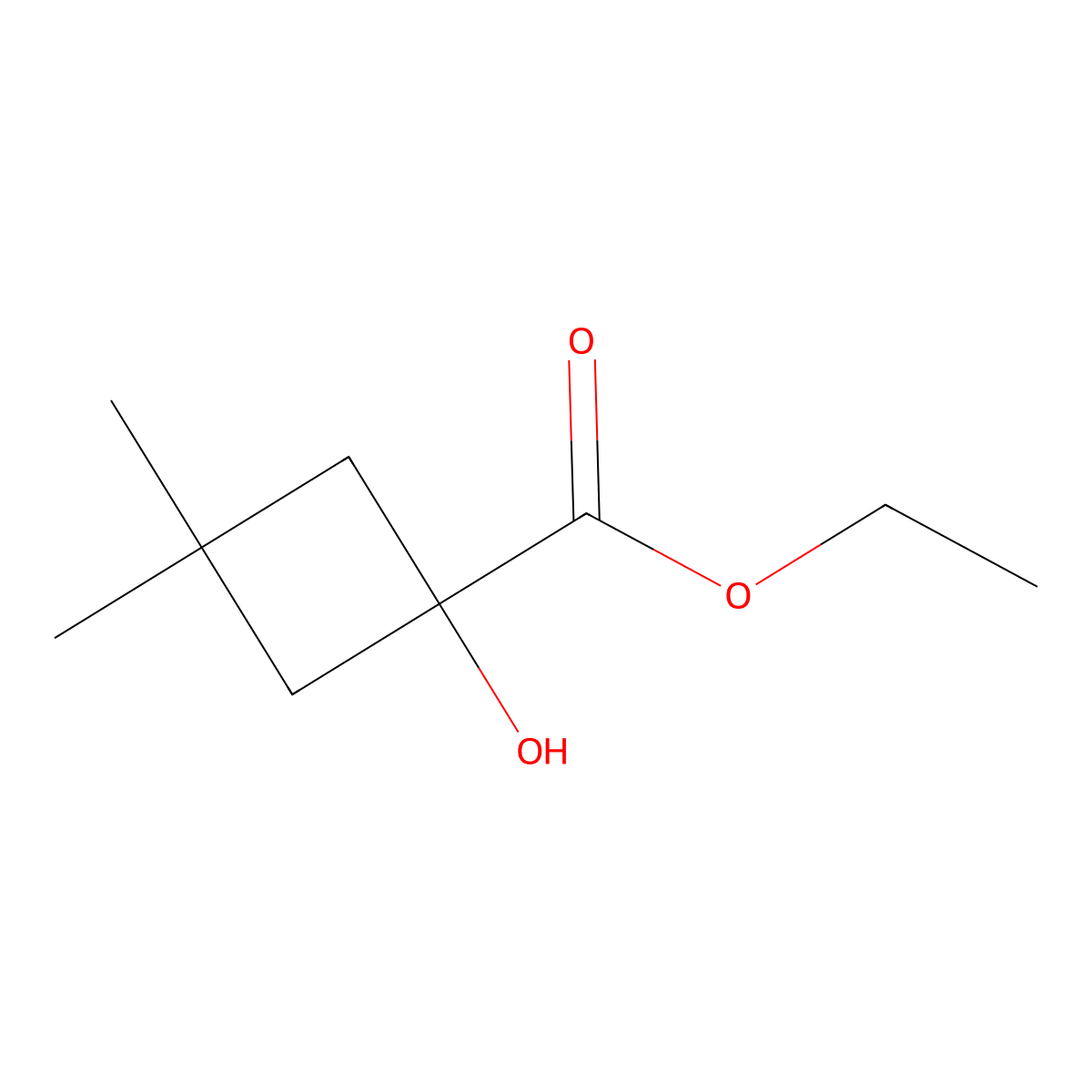 Ethyl 1-hydroxy-3,3-dimethylcyclobutane-1-carboxylate molecular structure, CAS 1936340-44-1
