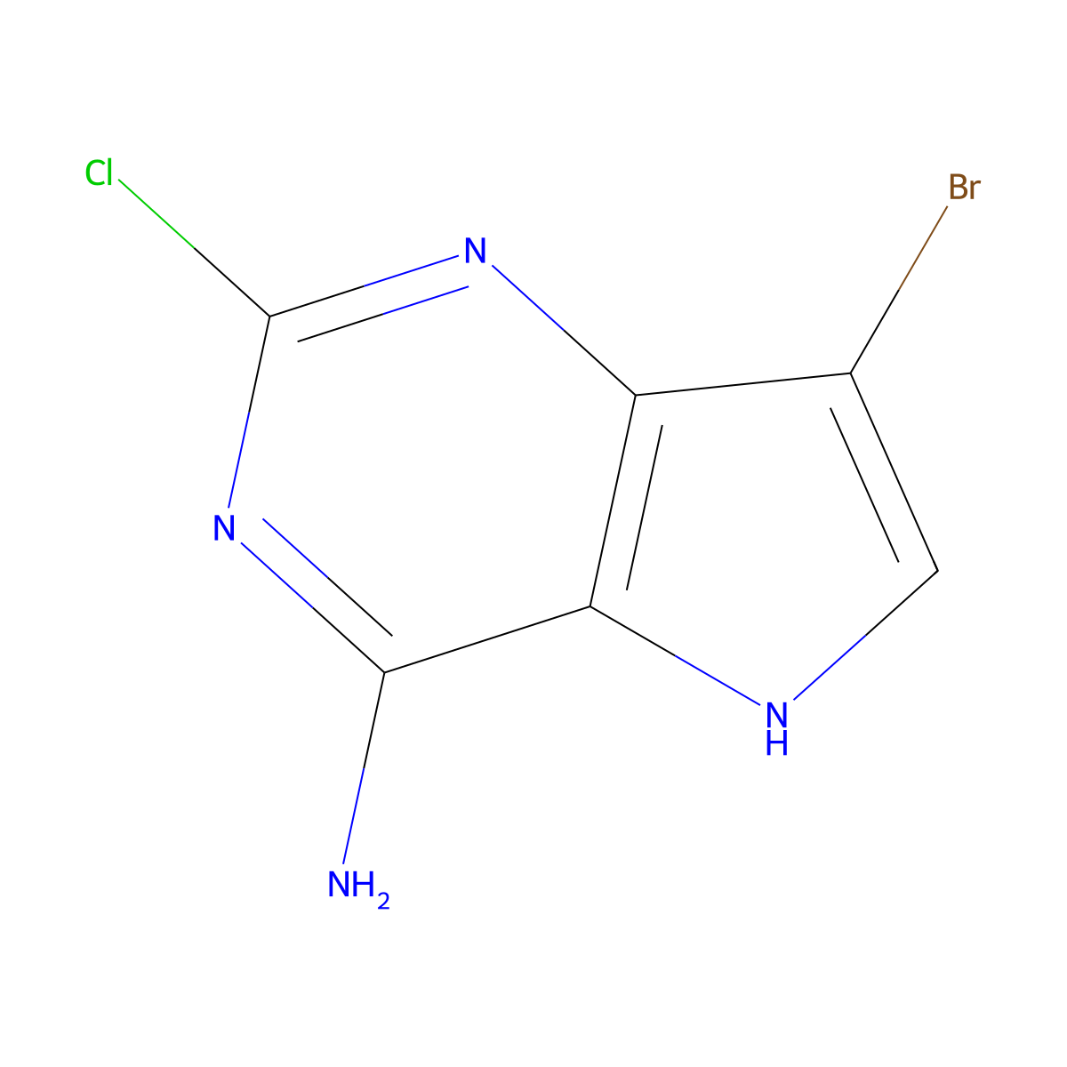 7-bromo-2-chloro-5H-pyrrolo(3,2-d)pyrimidin-4-amine molecular structure, CAS 1936353-75-1