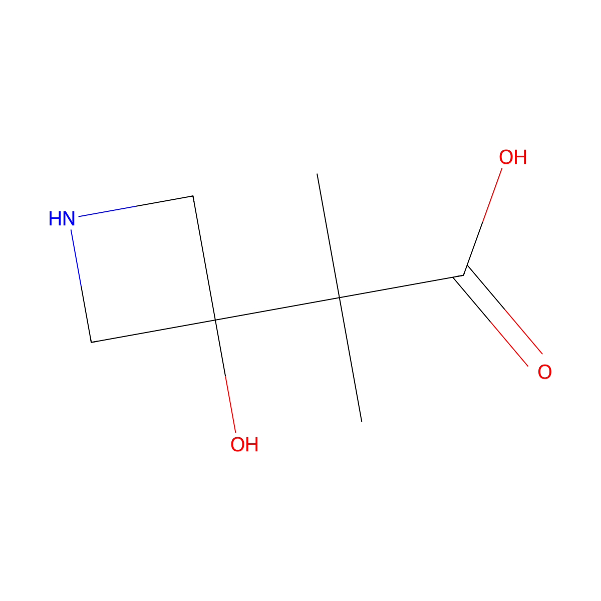 2-(3-Hydroxyazetidin-3-yl)-2-methylpropanoic acid molecular structure, CAS 1936364-27-0