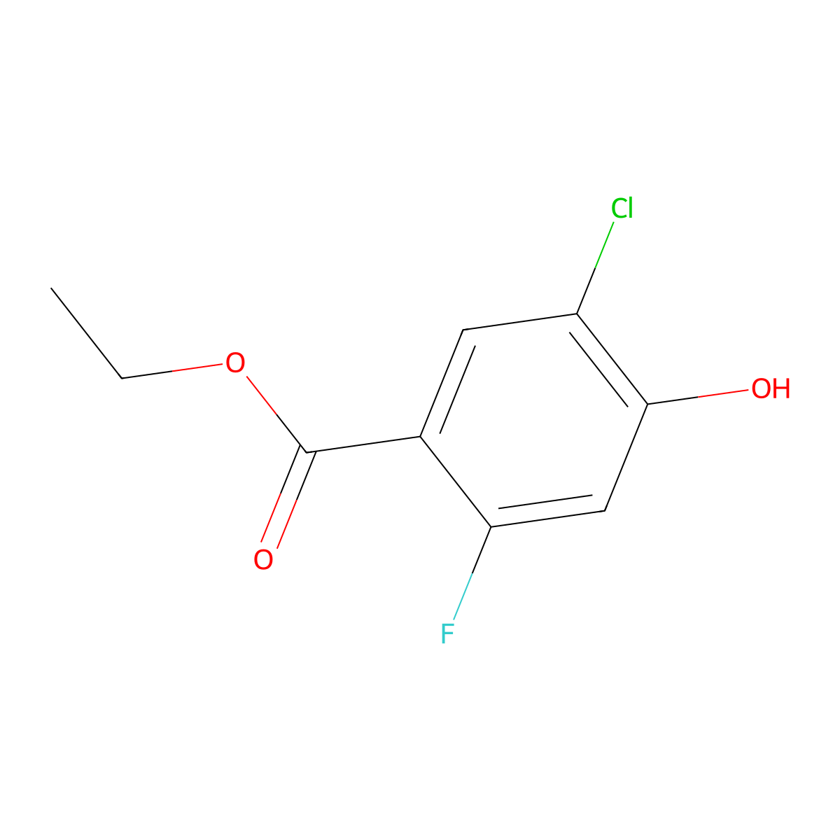 Ethyl 5-chloro-2-fluoro-4-hydroxybenzoate molecular structure, CAS 1936365-38-6