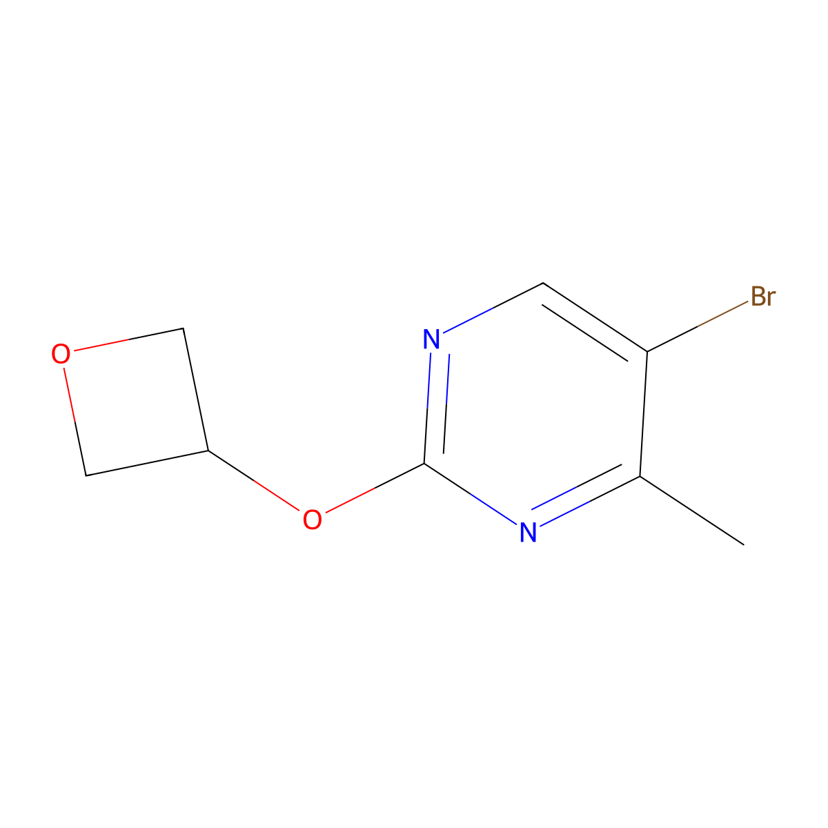 5-Bromo-4-methyl-2-(oxetan-3-yloxy)-pyrimidine molecular structure, CAS 1936371-29-7