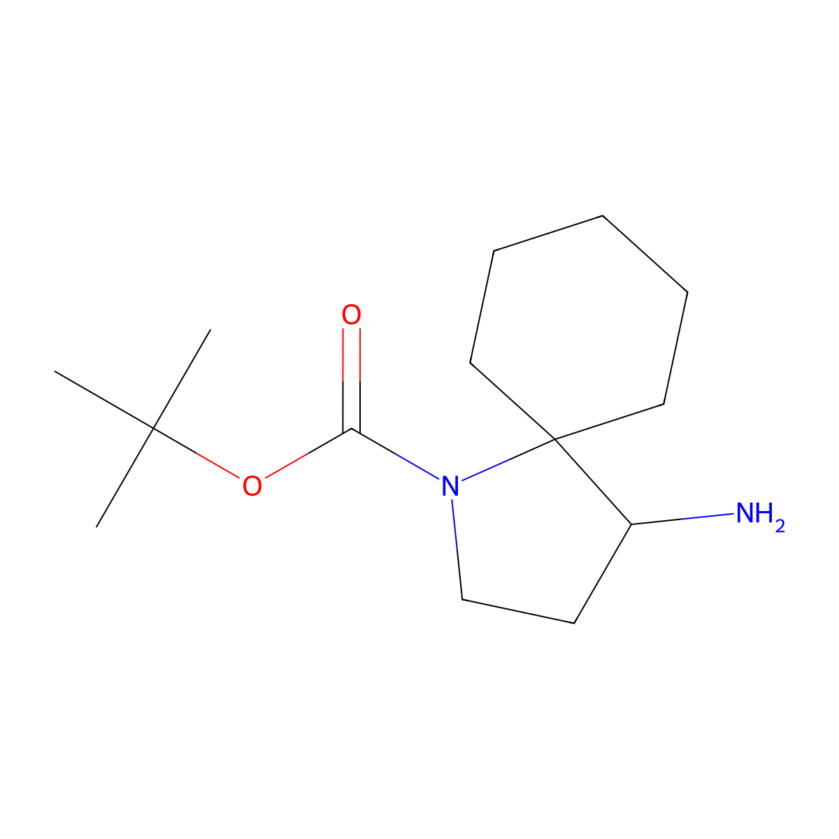 Tert-butyl 4-amino-1-azaspiro[4.5]decane-1-carboxylate molecular structure, CAS 1936371-44-6