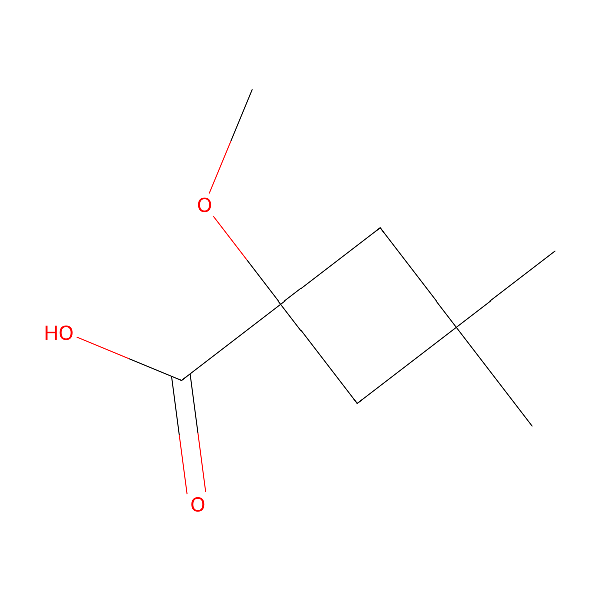 1-Methoxy-3,3-dimethylcyclobutane-1-carboxylic acid molecular structure, CAS 1936373-81-7