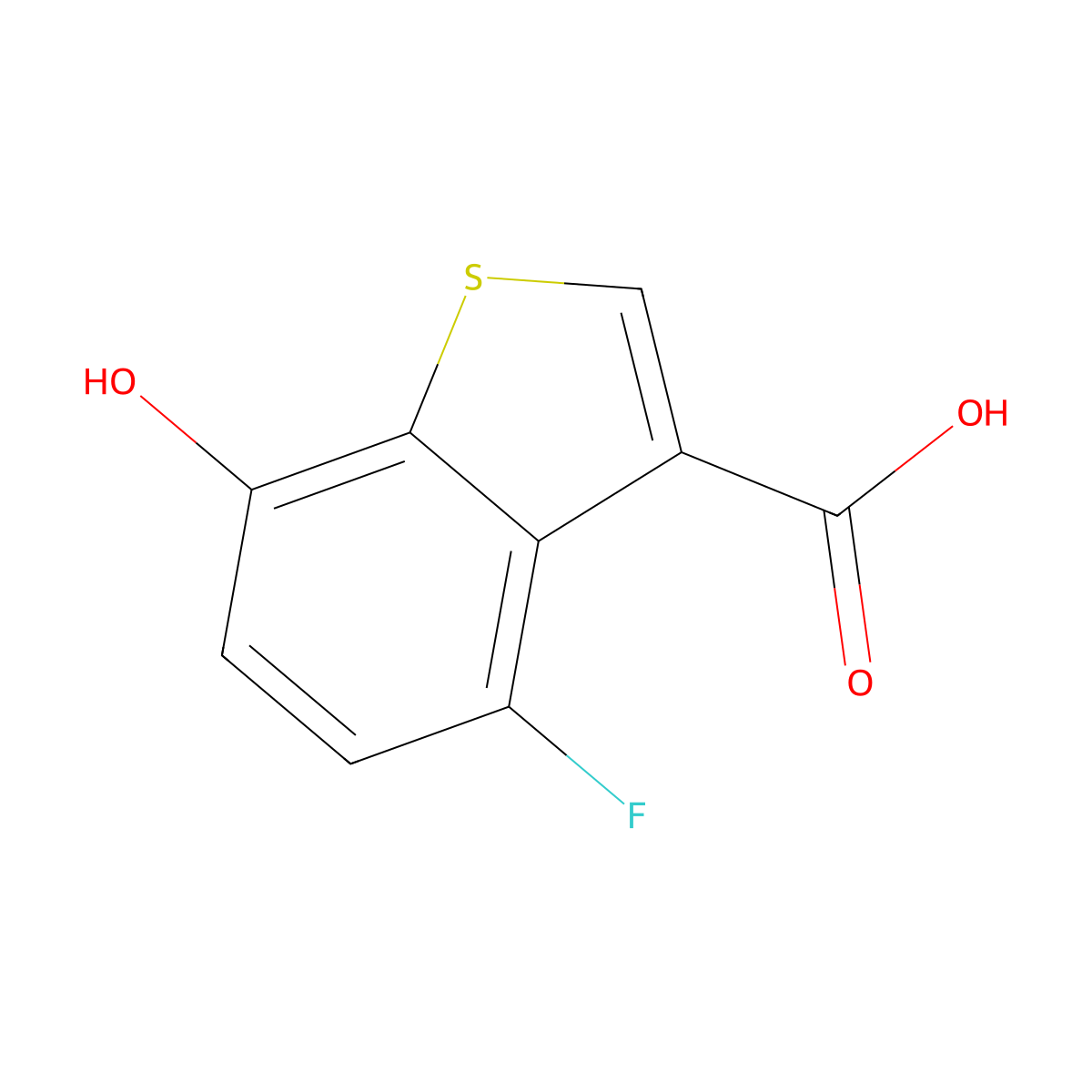 4-Fluoro-7-hydroxy-1-benzothiophene-3-carboxylic acid molecular structure, CAS 1936375-48-2