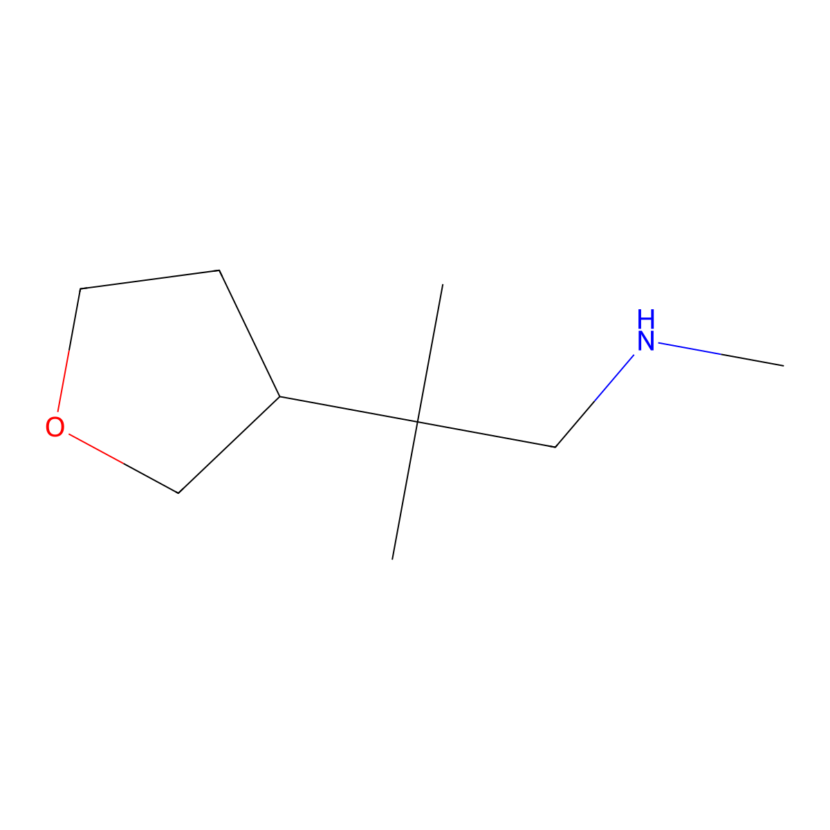 Methyl[2-methyl-2-(oxolan-3-yl)propyl]amine molecular structure, CAS 1936380-63-0