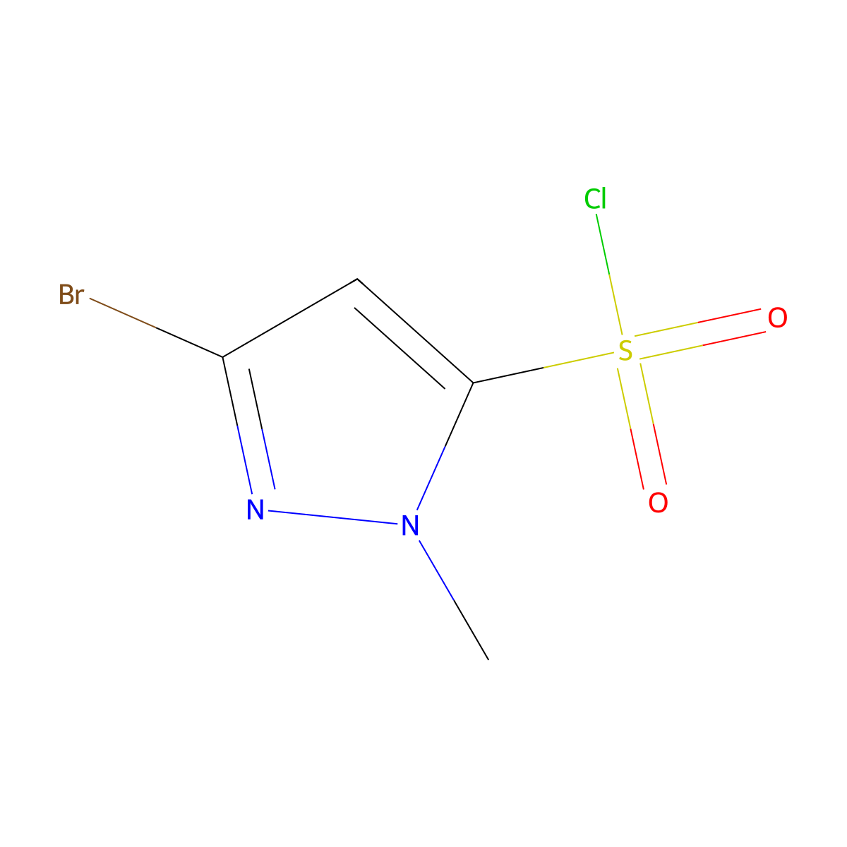 3-bromo-1-methyl-1H-pyrazole-5-sulfonyl chloride molecular structure, CAS 1936381-19-9
