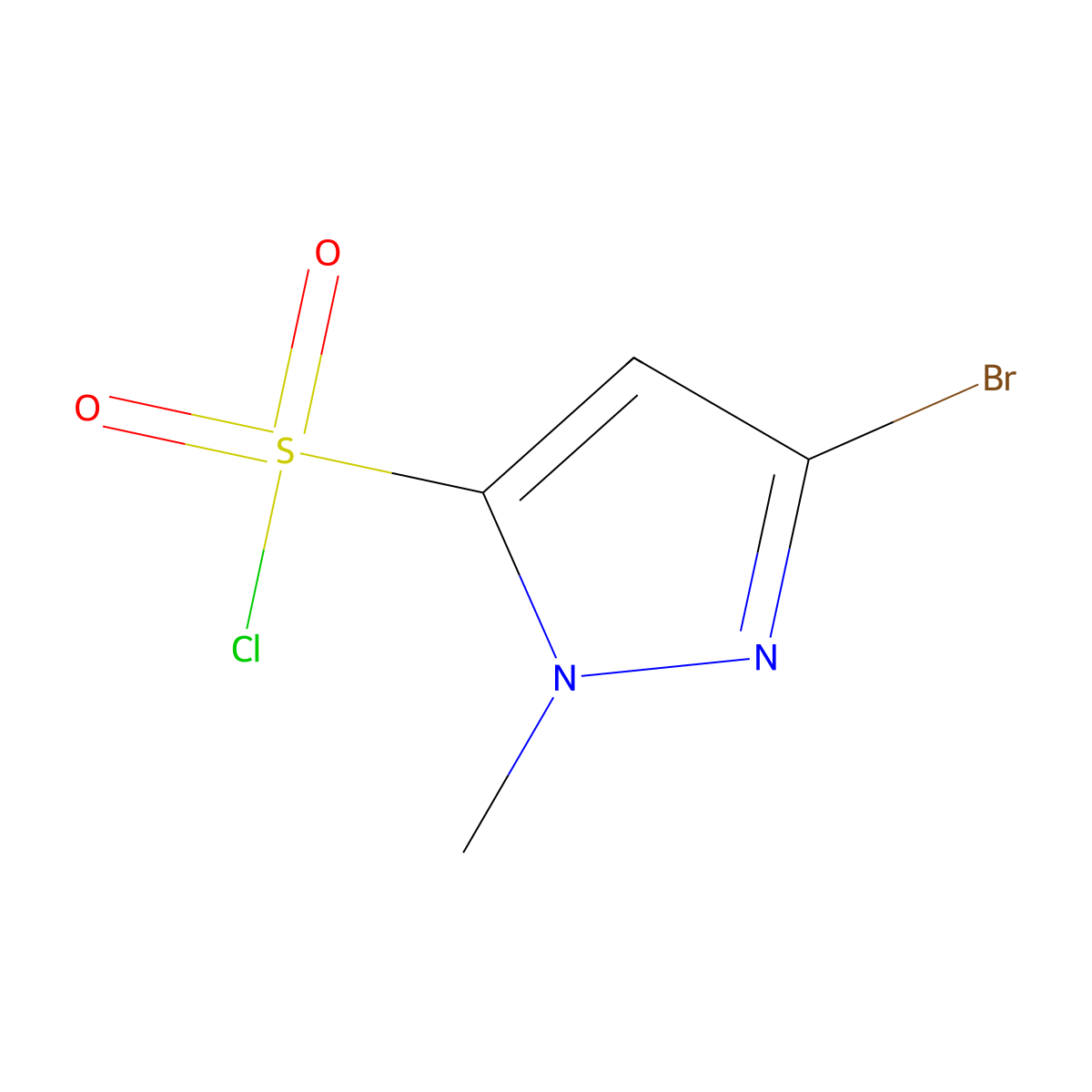 3-bromo-1-methyl-1H-pyrazole-5-sulfonyl chloride molecular structure, CAS 1936381-19-9