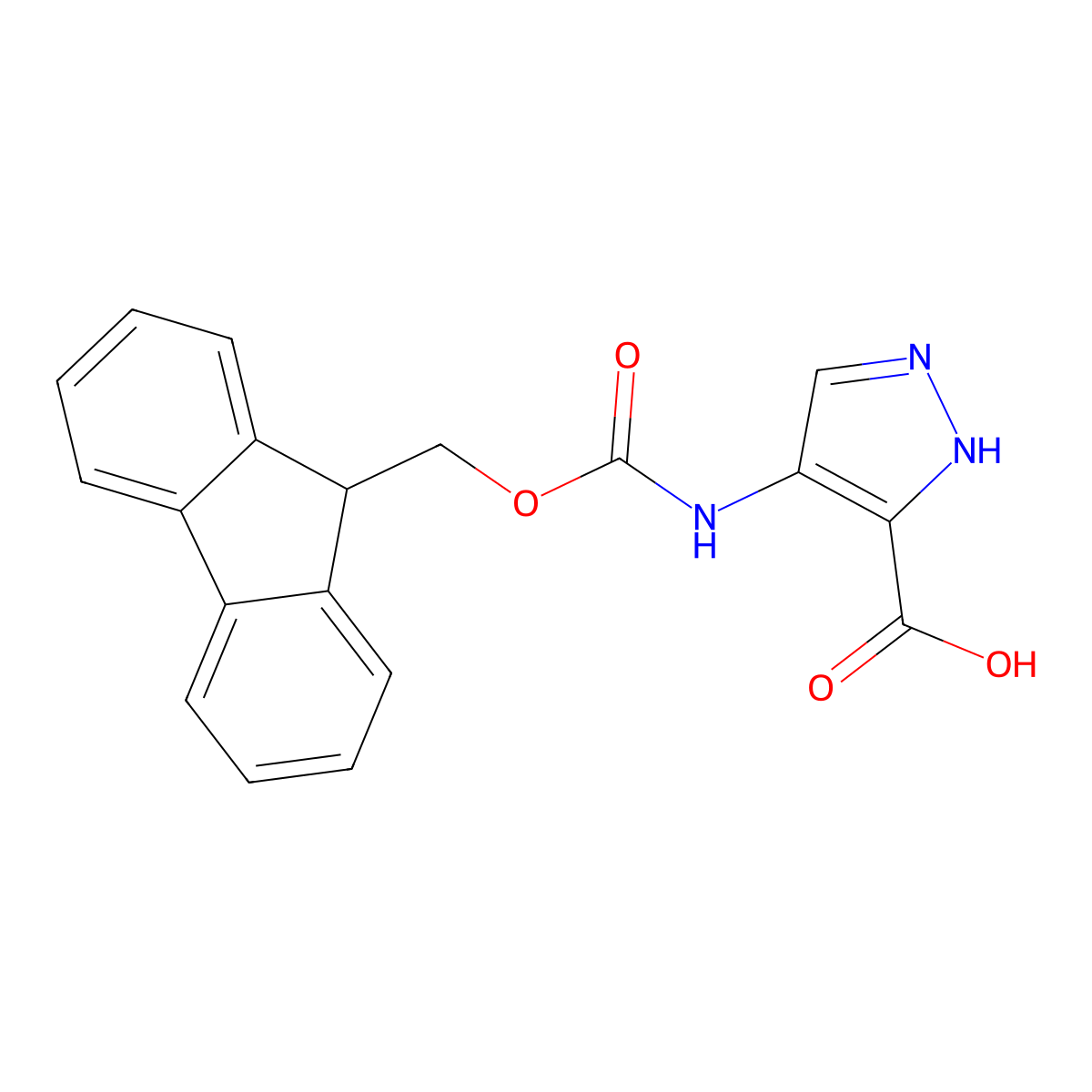 4-({[(9H-fluoren-9-yl)methoxy]carbonyl}amino)-1H-pyrazole-3-carboxylic acid molecular structure, CAS 1936394-09-0