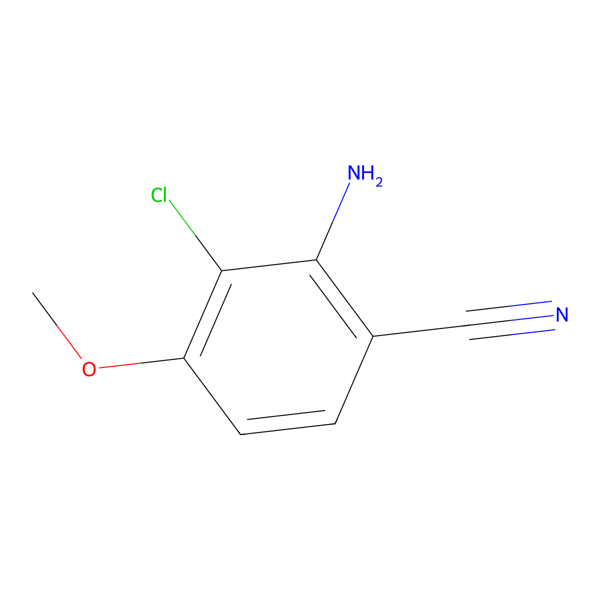 2-Amino-3-chloro-4-methoxybenzonitrile molecular structure, CAS 1936404-77-1