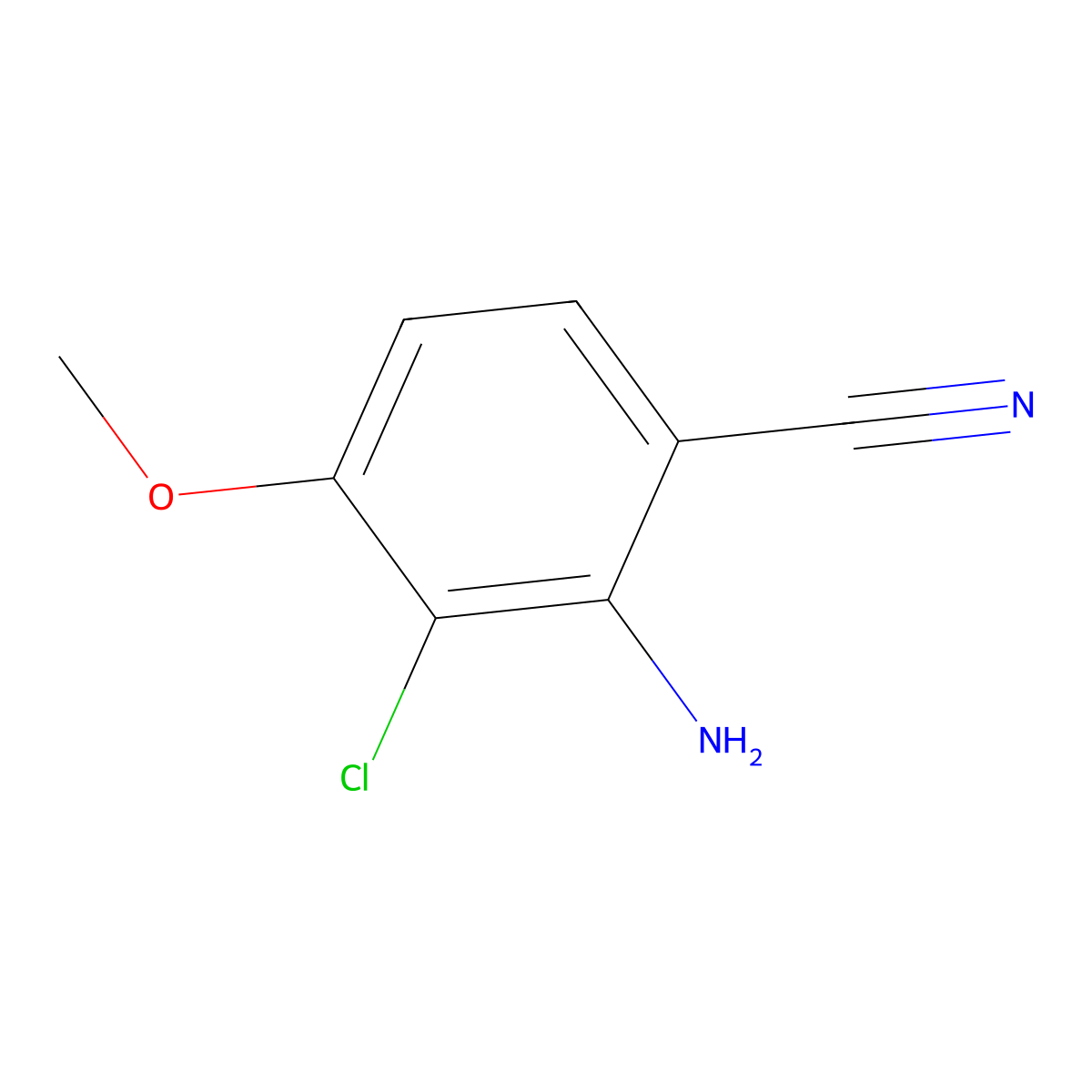 2-Amino-3-chloro-4-methoxybenzonitrile molecular structure, CAS 1936404-77-1