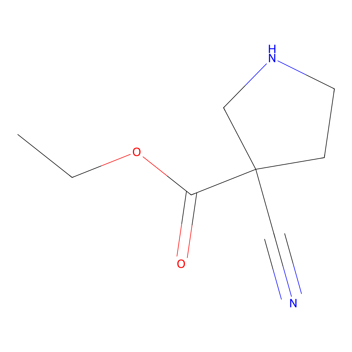 Ethyl 3-cyanopyrrolidine-3-carboxylate molecular structure, CAS 1936405-72-9
