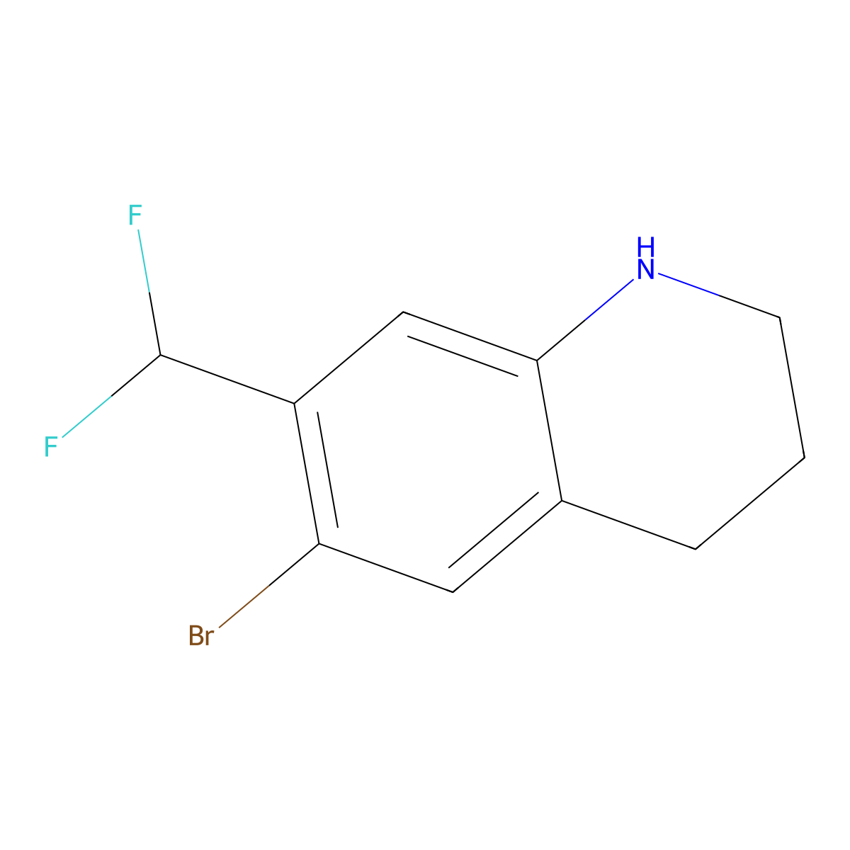 6-Bromo-7-(difluoromethyl)-1,2,3,4-tetrahydroquinoline molecular structure, CAS 1936429-80-9
