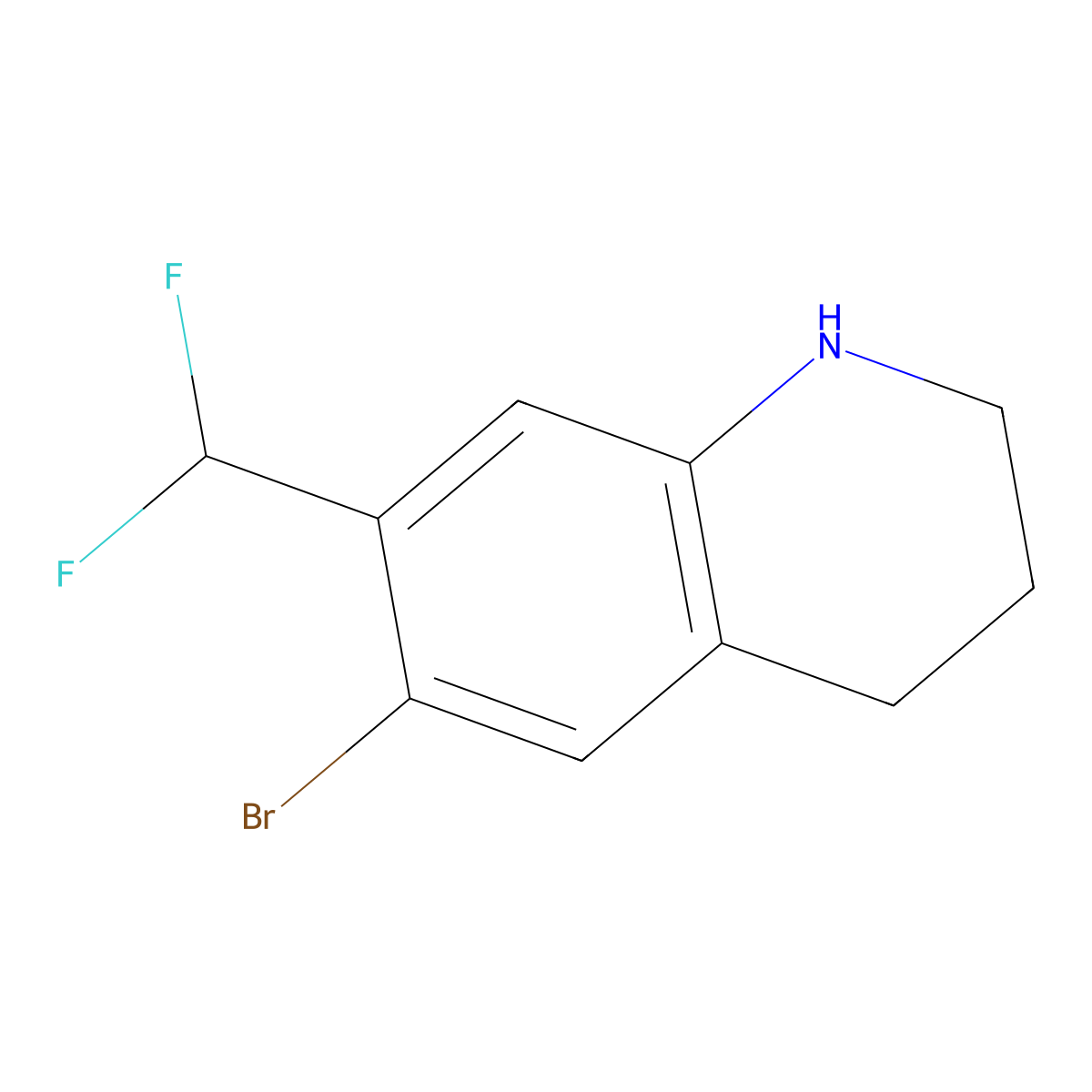 6-Bromo-7-(difluoromethyl)-1,2,3,4-tetrahydroquinoline molecular structure, CAS 1936429-80-9