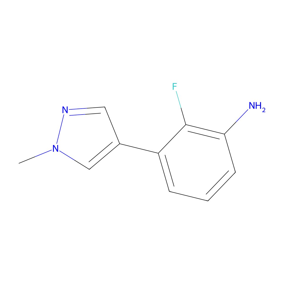 2-fluoro-3-(1-methyl-1H-pyrazol-4-yl)aniline molecular structure, CAS 1936431-65-0