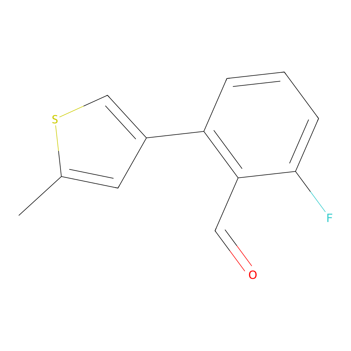 2-Fluoro-6-(5-methylthiophen-3-yl)benzaldehyde molecular structure, CAS 1936477-07-4