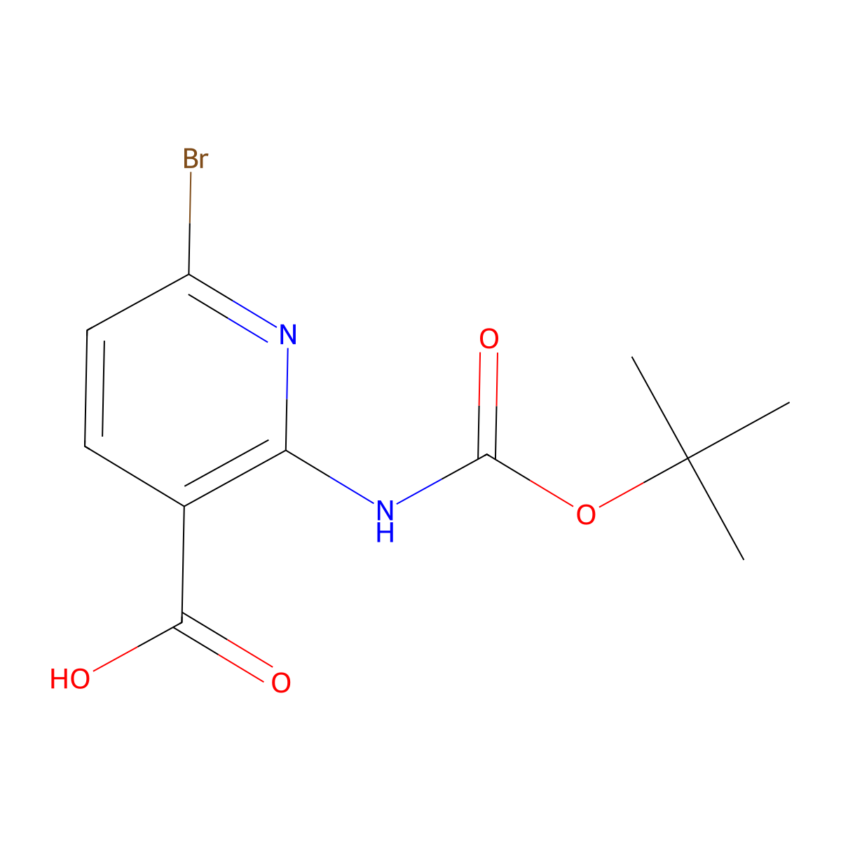 6-Bromo-2-((tert-butoxycarbonyl)amino)nicotinic acid molecular structure, CAS 1936481-47-8