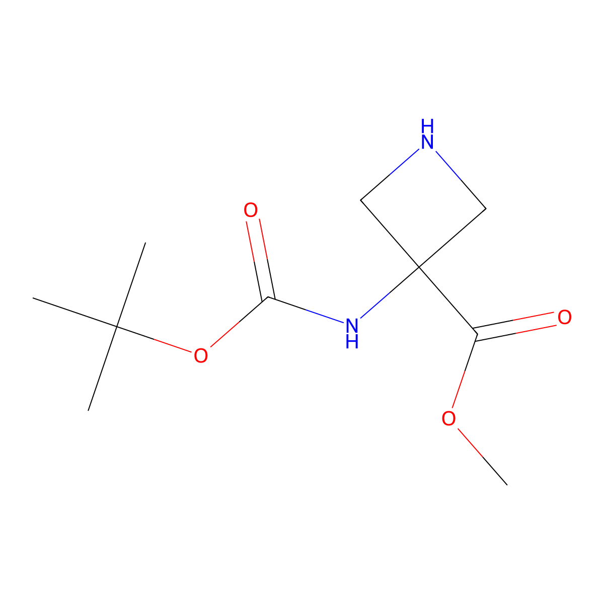 Methyl 3-{[(tert-butoxy)carbonyl]amino}azetidine-3-carboxylate molecular structure, CAS 1936484-45-5