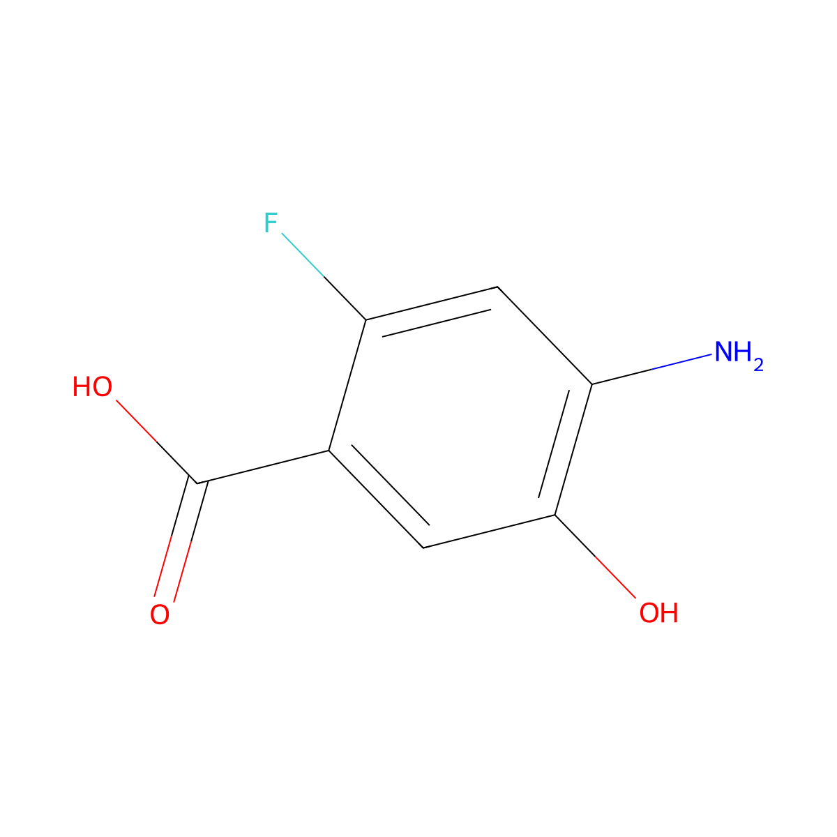 4-Amino-2-fluoro-5-hydroxybenzoic acid molecular structure, CAS 1936484-56-8