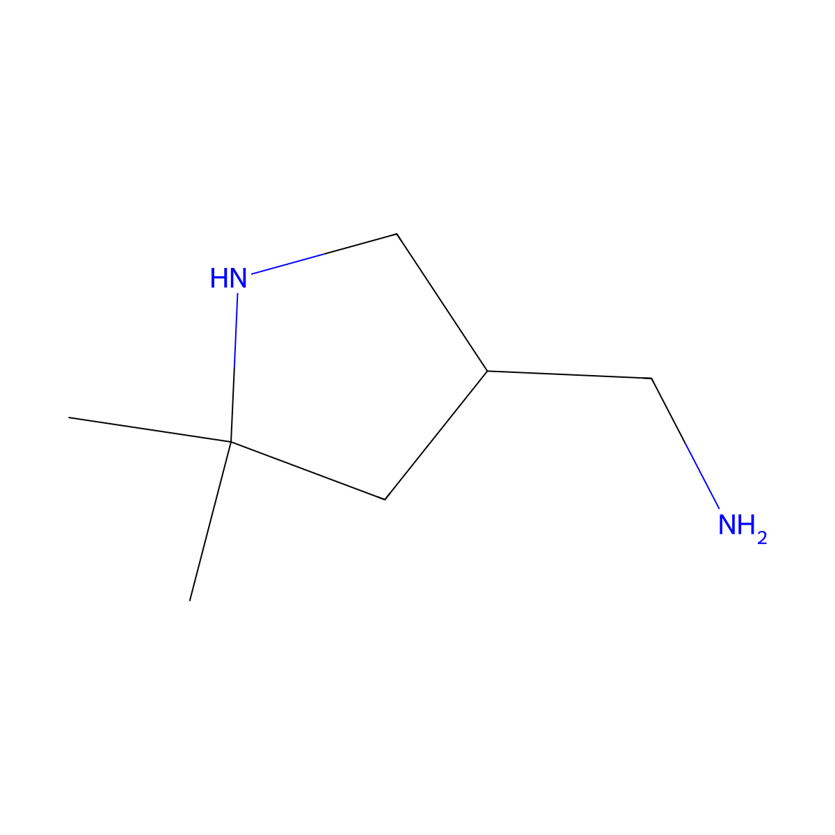 (5,5-Dimethylpyrrolidin-3-yl)methanamine molecular structure, CAS 1936489-81-4