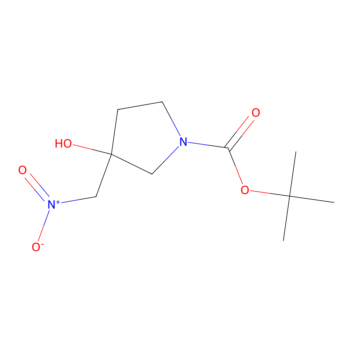 Tert-butyl 3-hydroxy-3-(nitromethyl)pyrrolidine-1-carboxylate molecular structure, CAS 1936494-55-1