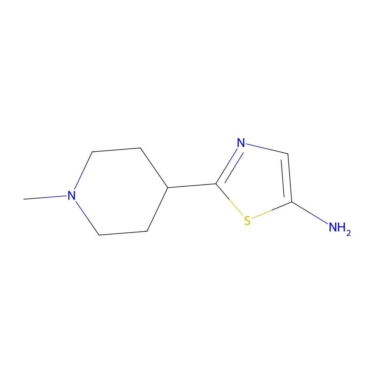 2-(1-Methylpiperidin-4-yl)thiazol-5-amine molecular structure, CAS 1936499-36-3
