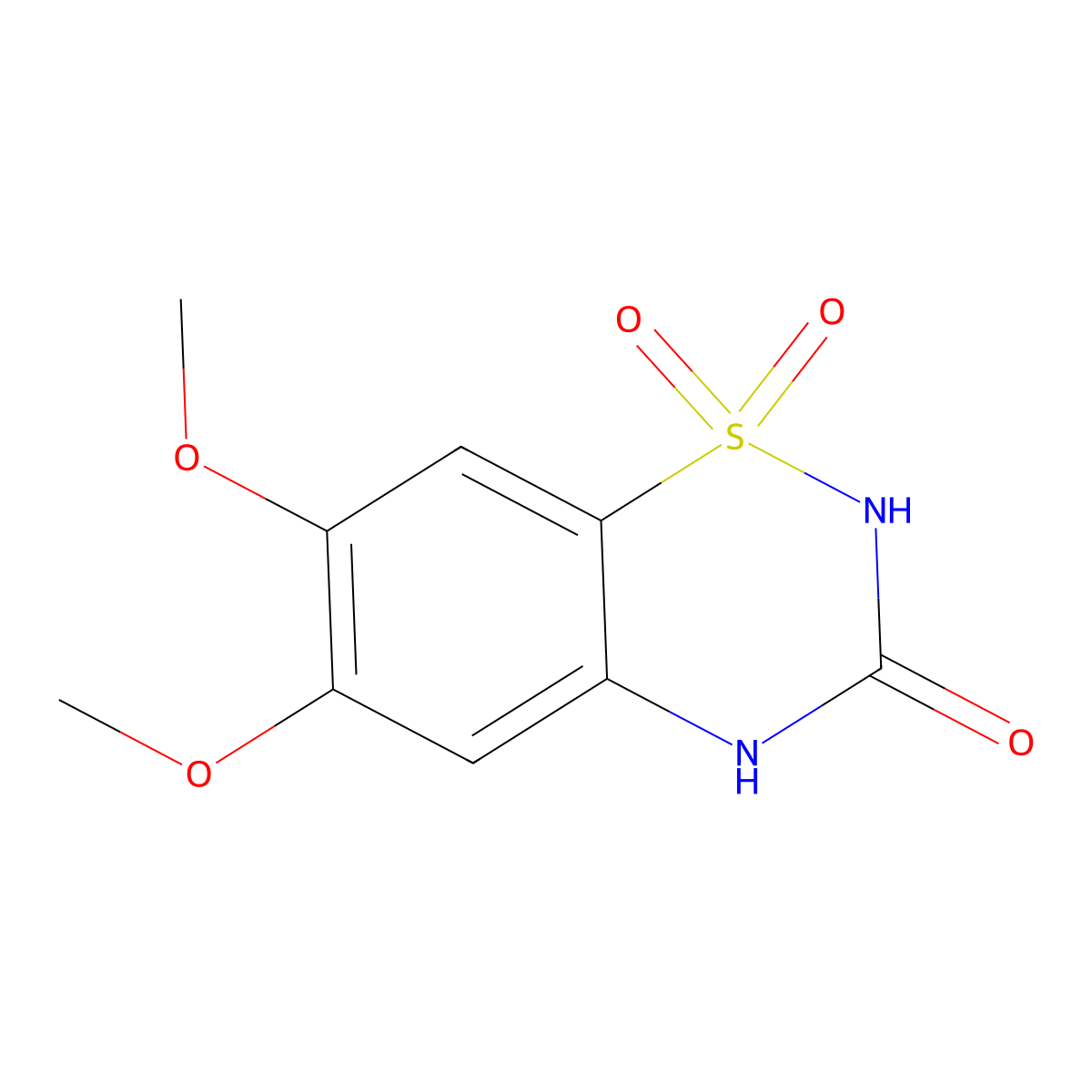 6,7-dimethoxy-3,4-dihydro-2H-1lambda6,2,4-benzothiadiazine-1,1,3-trione molecular structure, CAS 19365-53-8