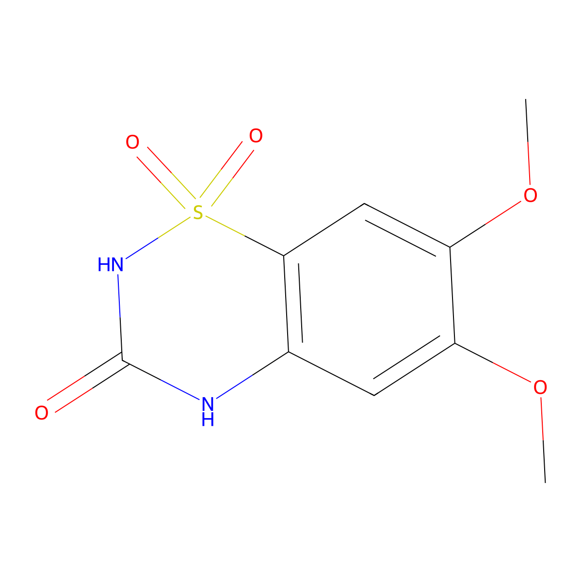 6,7-dimethoxy-3,4-dihydro-2H-1lambda6,2,4-benzothiadiazine-1,1,3-trione molecular structure, CAS 19365-53-8