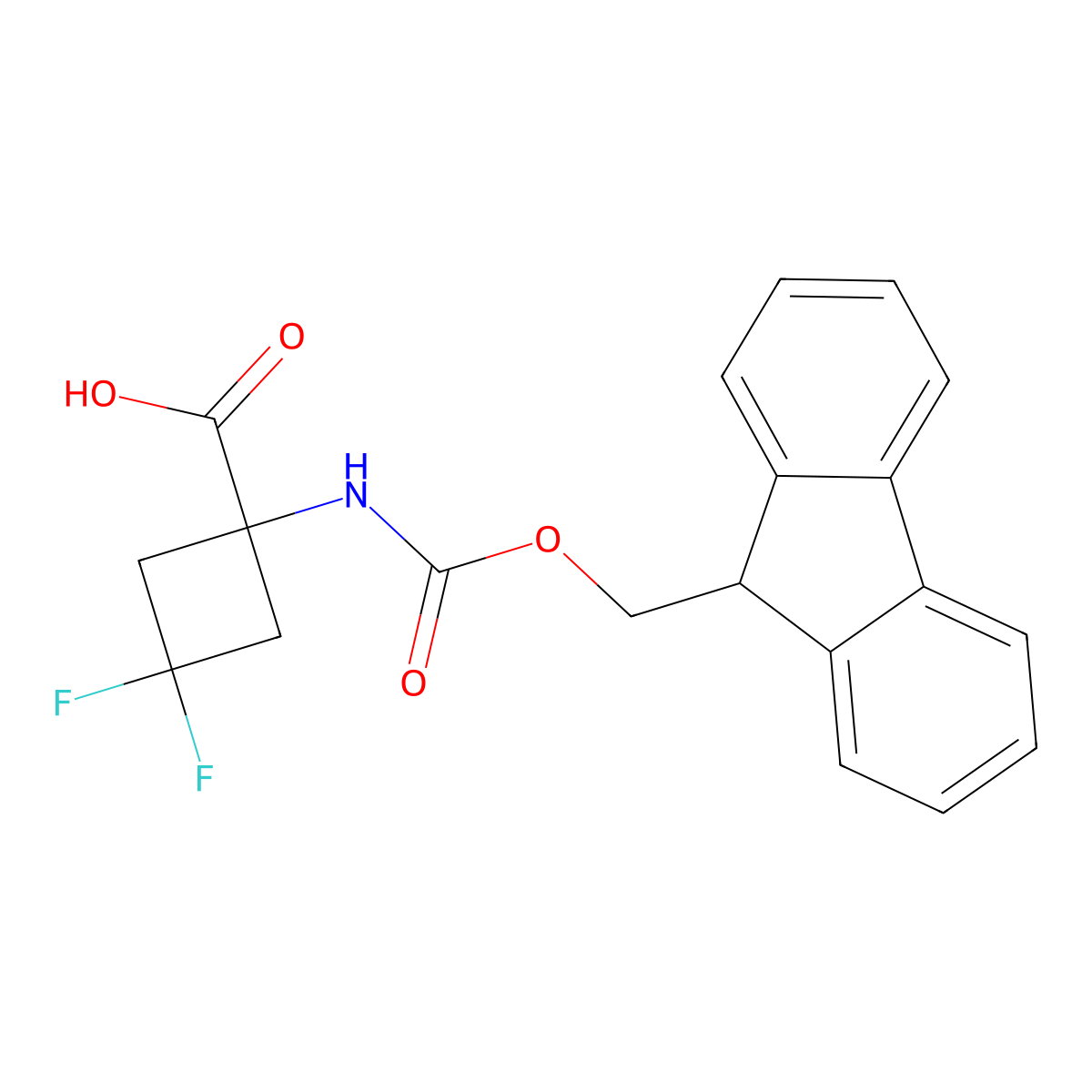 1-({[(9H-fluoren-9-yl)methoxy]carbonyl}amino)-3,3-difluorocyclobutane-1-carboxylic acid molecular structure, CAS 1936532-04-5