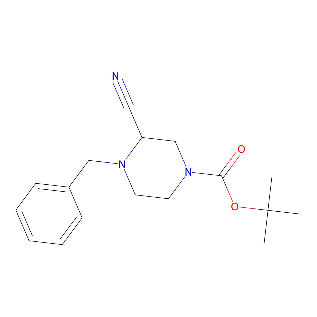 Tert-butyl 4-benzyl-3-cyanopiperazine-1-carboxylate molecular structure, CAS 1936541-97-7
