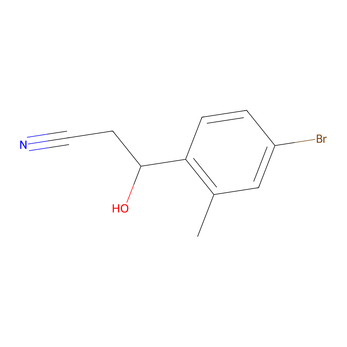 3-(4-Bromo-2-methylphenyl)-3-hydroxypropanenitrile molecular structure, CAS 1936546-08-5