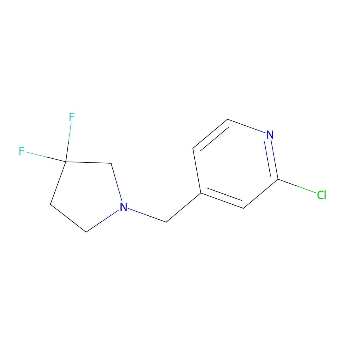 2-Chloro-4-[(3,3-difluoropyrrolidin-1-yl)methyl]pyridine molecular structure, CAS 1936551-83-5