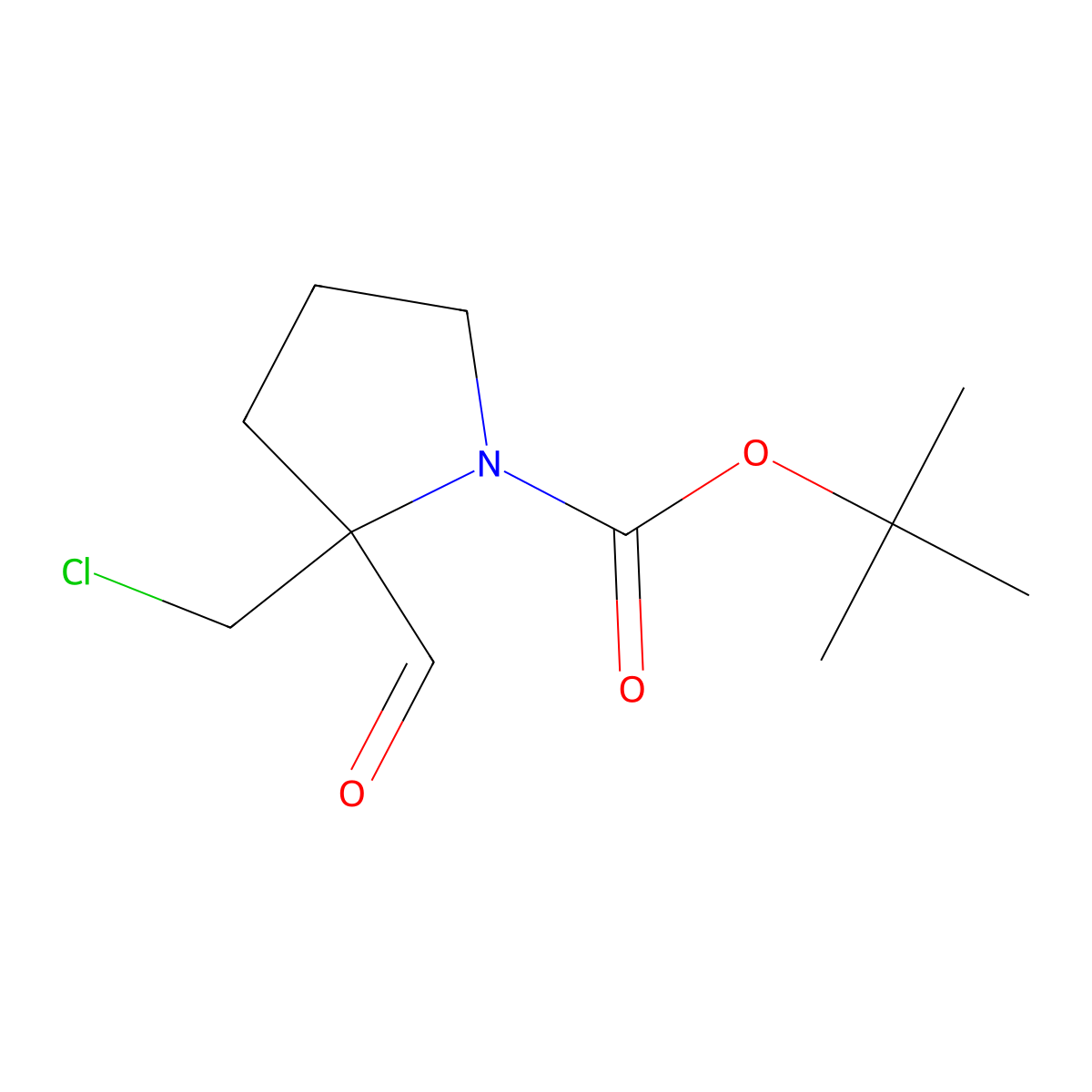 Tert-butyl 2-(chloromethyl)-2-formylpyrrolidine-1-carboxylate molecular structure, CAS 1936552-25-8