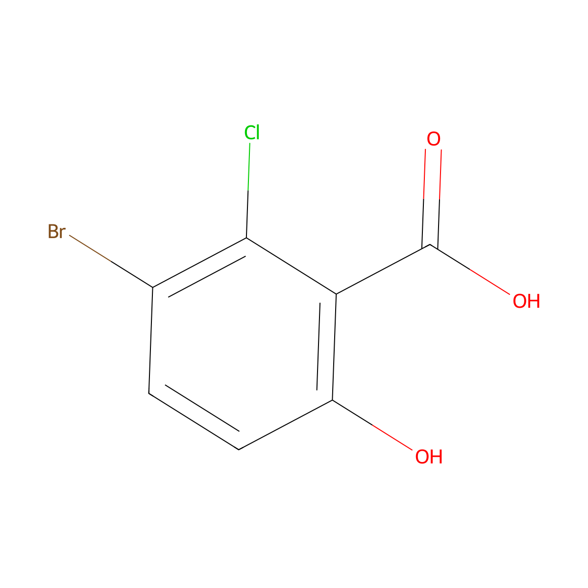 3-Bromo-2-chloro-6-hydroxybenzoic acid molecular structure, CAS 1936553-19-3
