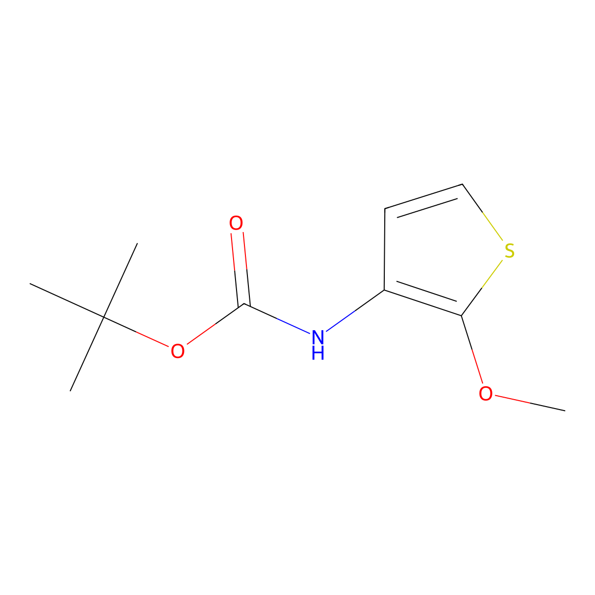 tert-butyl N-(2-methoxythiophen-3-yl)carbamate molecular structure, CAS 1936553-65-9