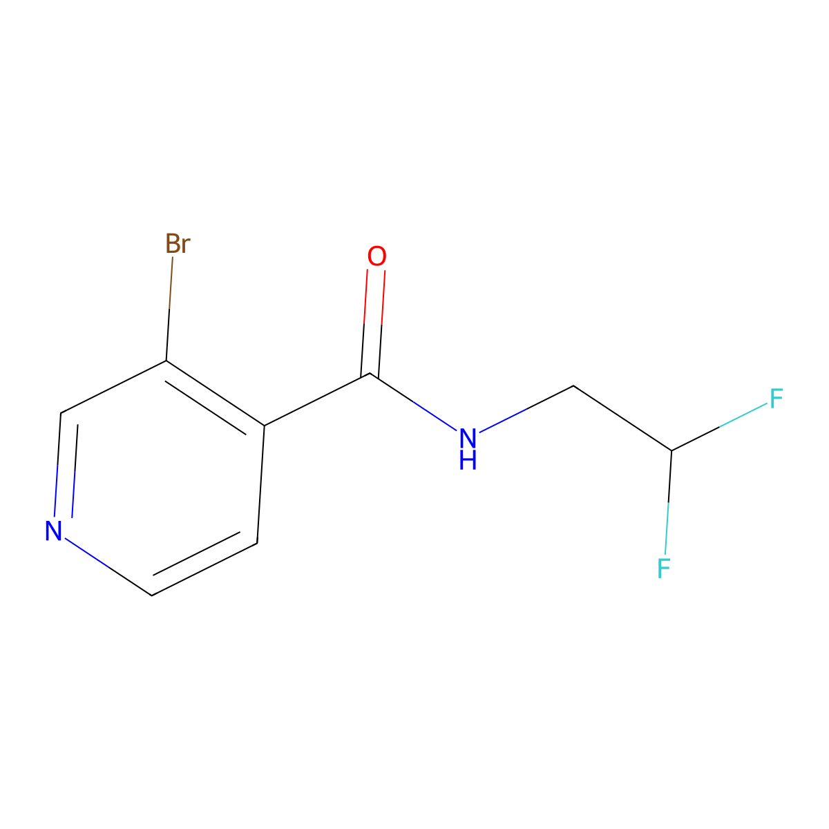 3-Bromo-N-(2,2-difluoroethyl)isonicotinamide molecular structure, CAS 1936554-32-3