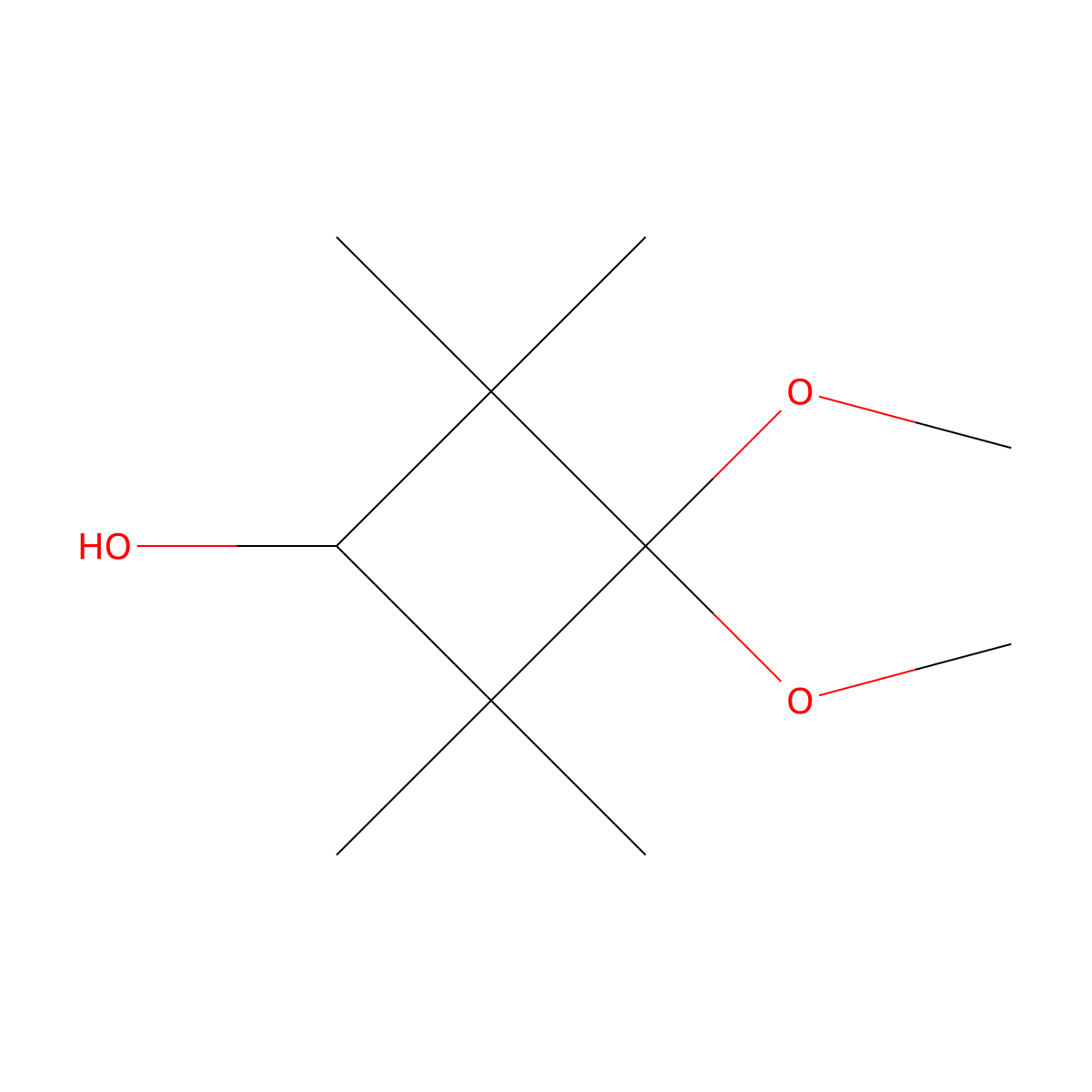 3,3-Dimethoxy-2,2,4,4-tetramethylcyclobutan-1-ol molecular structure, CAS 1936554-46-9