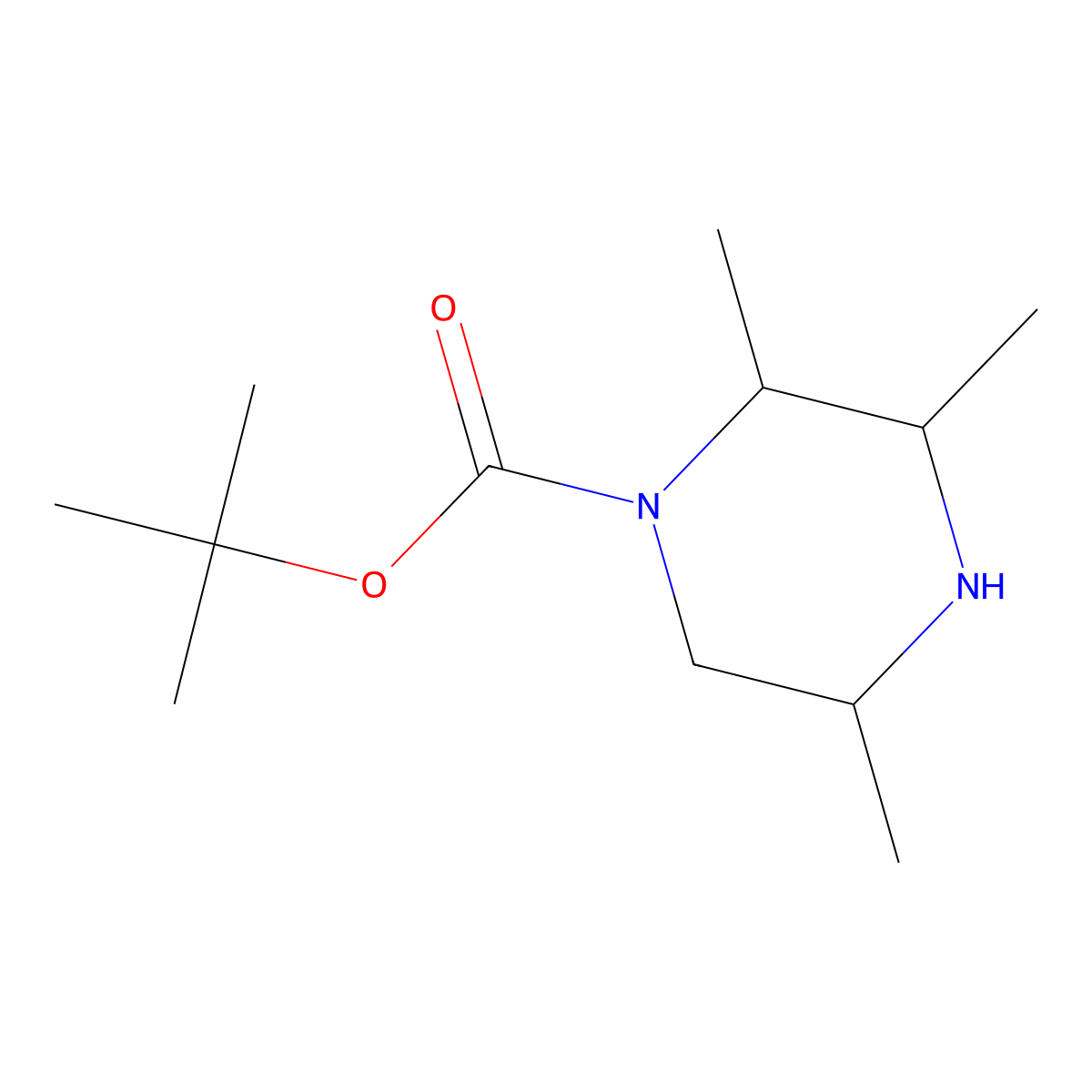 Tert-butyl 2,3,5-trimethylpiperazine-1-carboxylate molecular structure, CAS 1936555-43-9