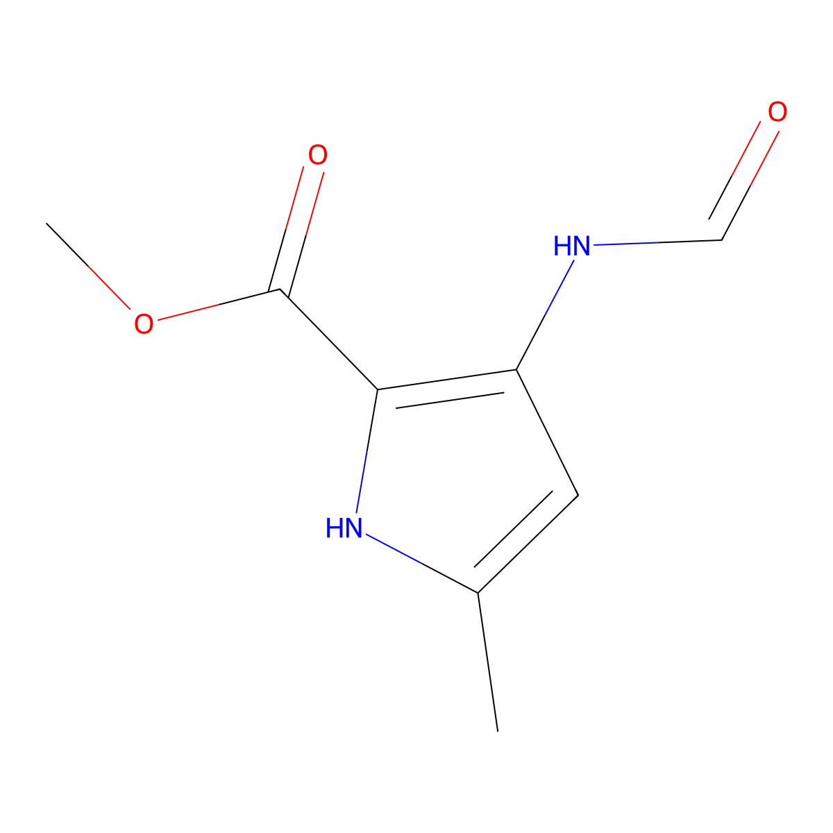 methyl 3-(formylamino)-5-methyl-1H-pyrrole-2-carboxylate molecular structure, CAS 1936559-58-8