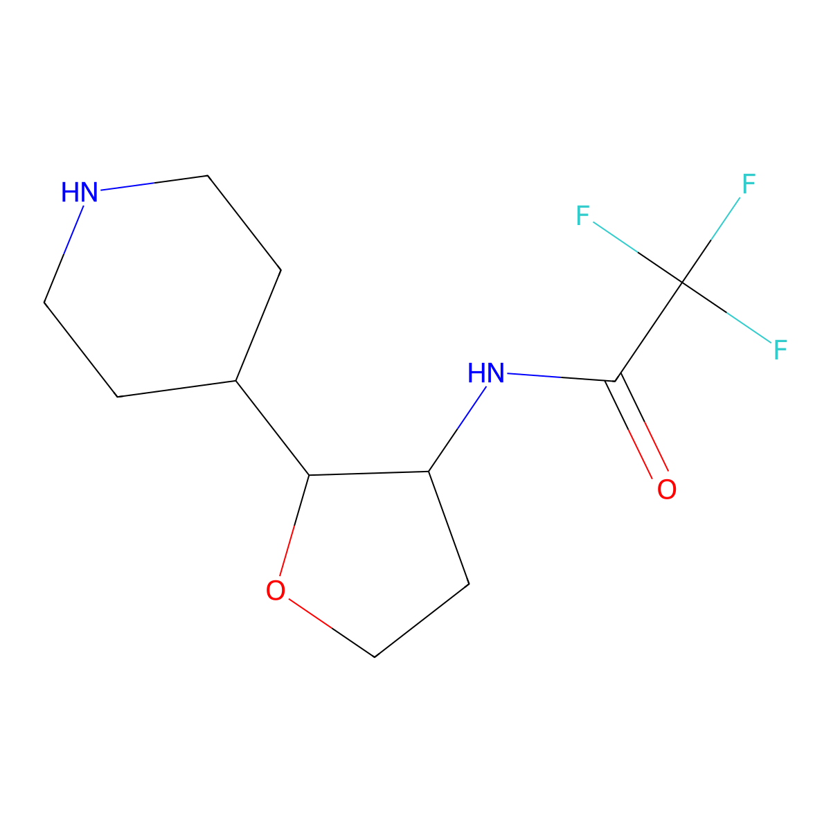 2,2,2-Trifluoro-N-[2-(piperidin-4-yl)oxolan-3-yl]acetamide molecular structure, CAS 1936560-43-8