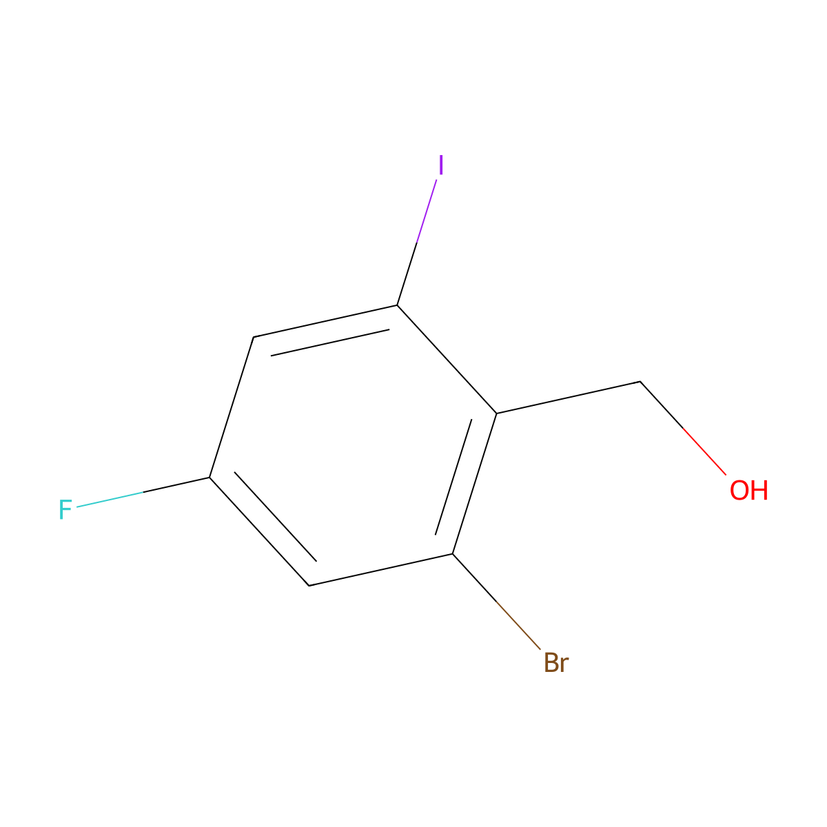 (2-Bromo-4-fluoro-6-iodophenyl)methanol molecular structure, CAS 1936561-29-3