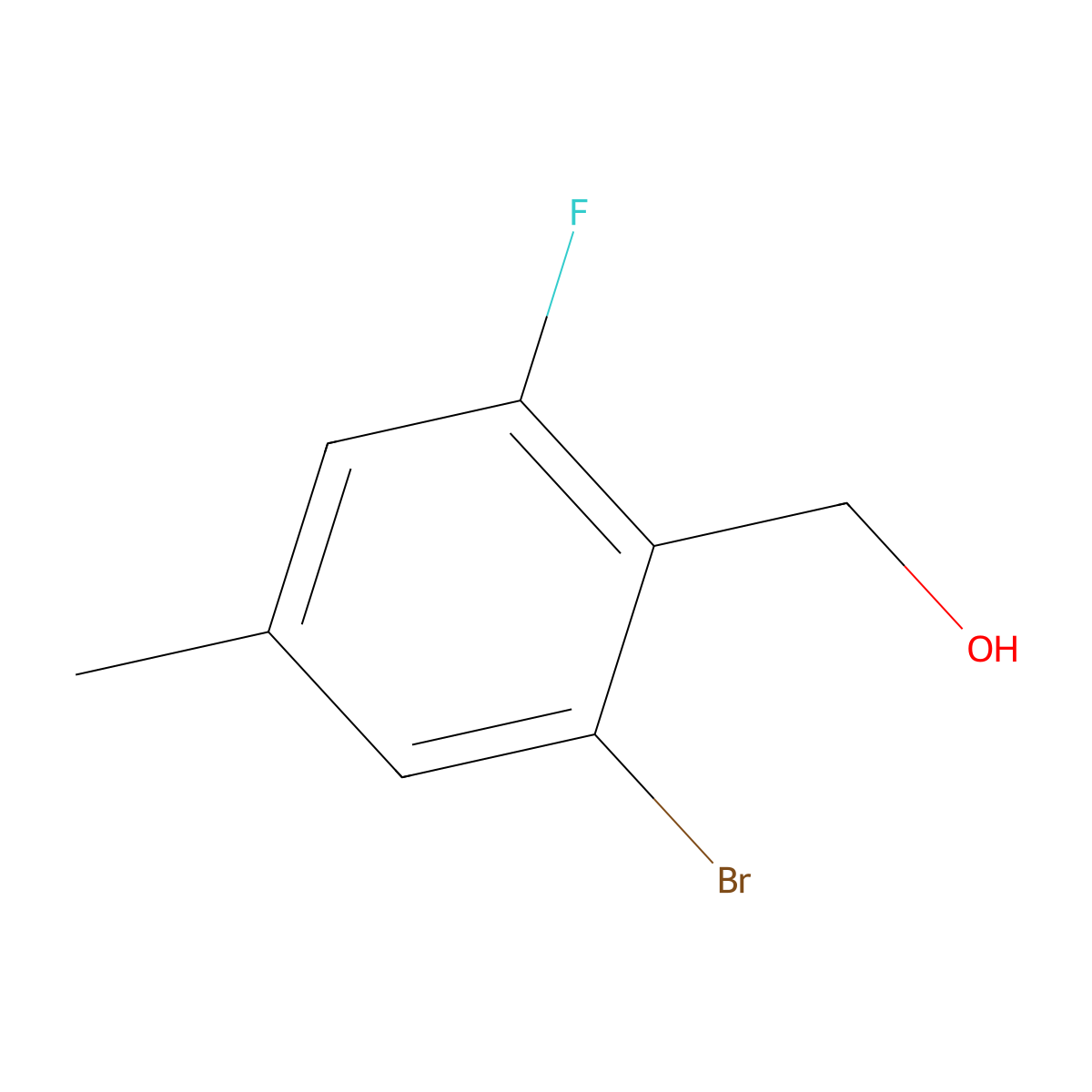(2-Bromo-6-fluoro-4-methylphenyl)methanol molecular structure, CAS 1936564-11-2