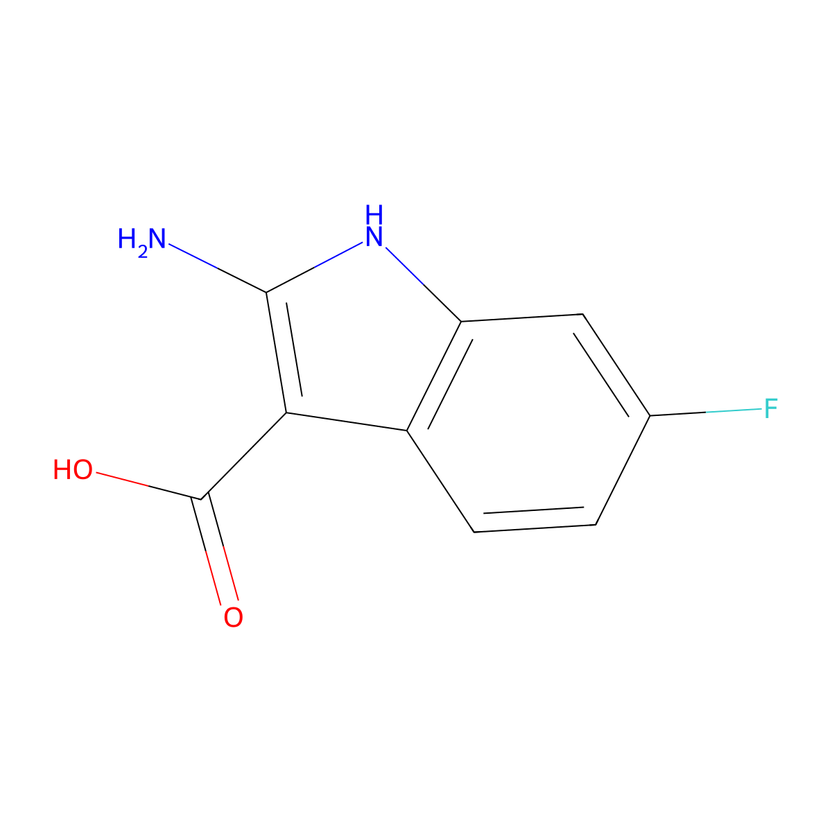 2-amino-6-fluoro-1H-indole-3-carboxylic acid molecular structure, CAS 1936564-44-1
