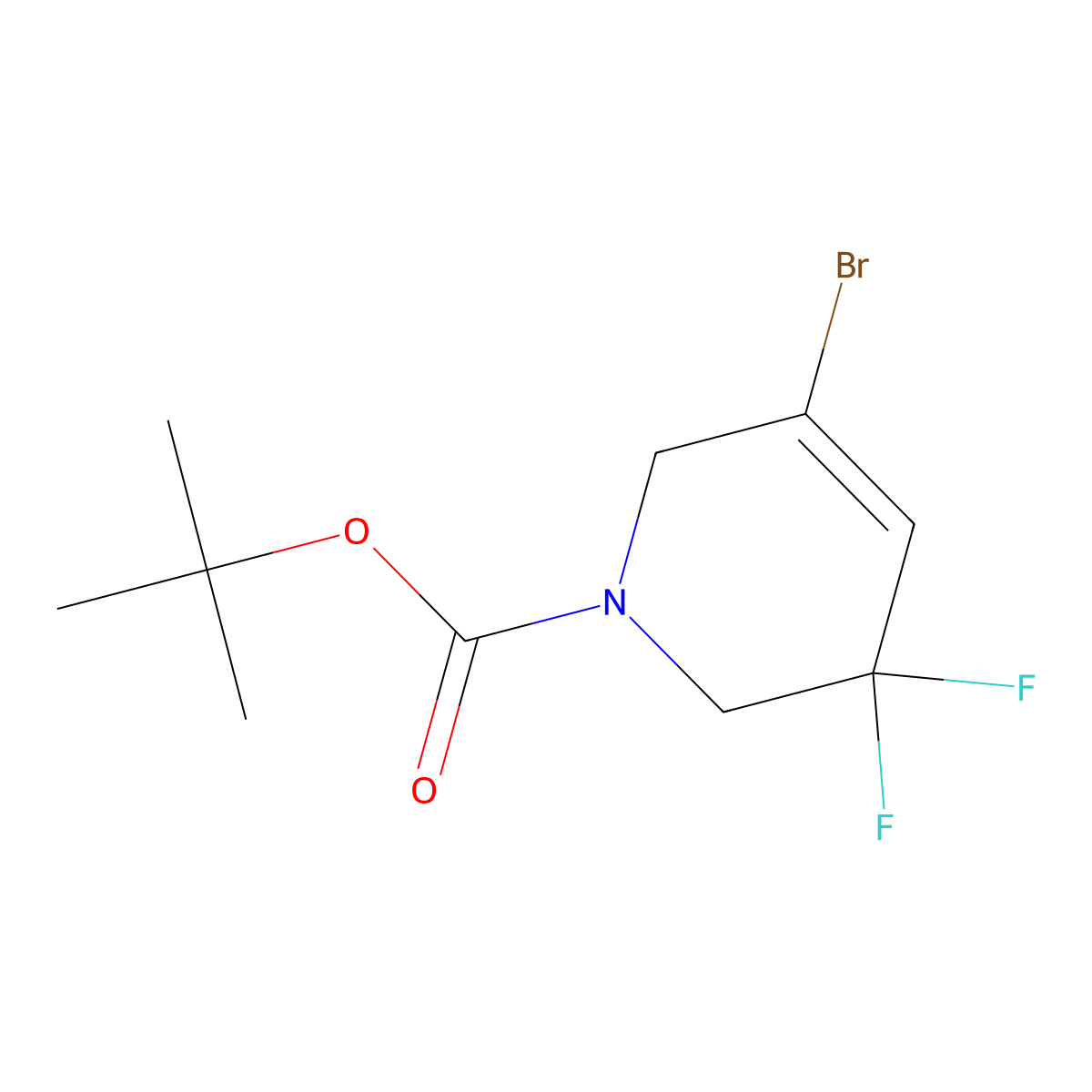 tert-butyl 3-bromo-5,5-difluoro-5,6-dihydropyridine-1(2H)-carboxylate molecular structure, CAS 1936565-12-6