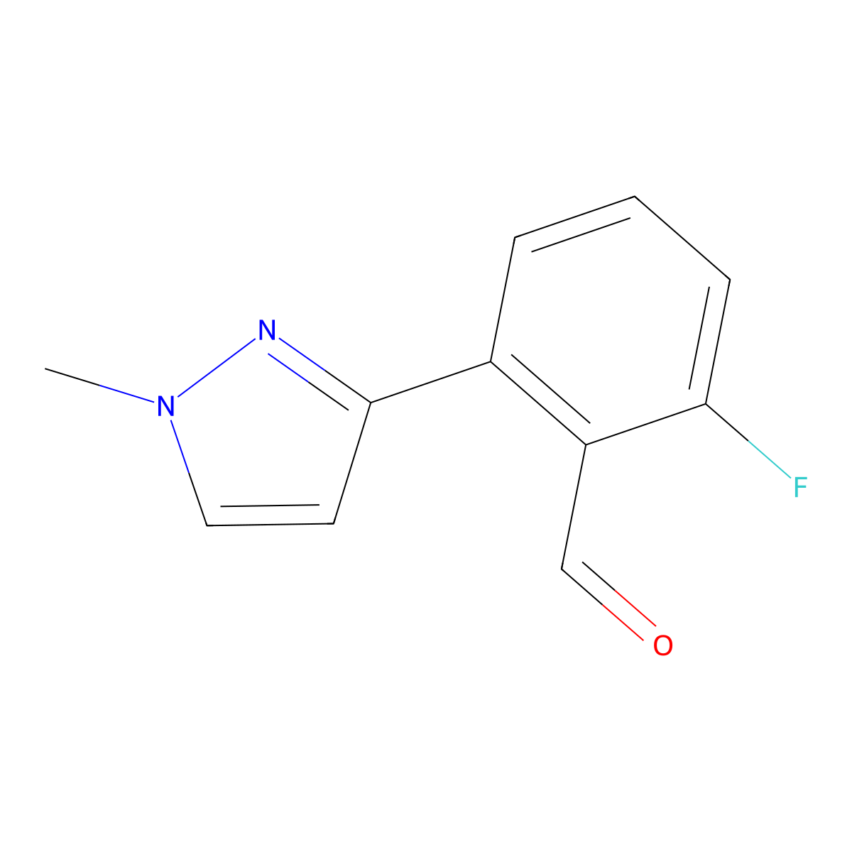 2-Fluoro-6-(1-methyl-1H-pyrazol-3-yl)benzaldehyde molecular structure, CAS 1936568-27-2